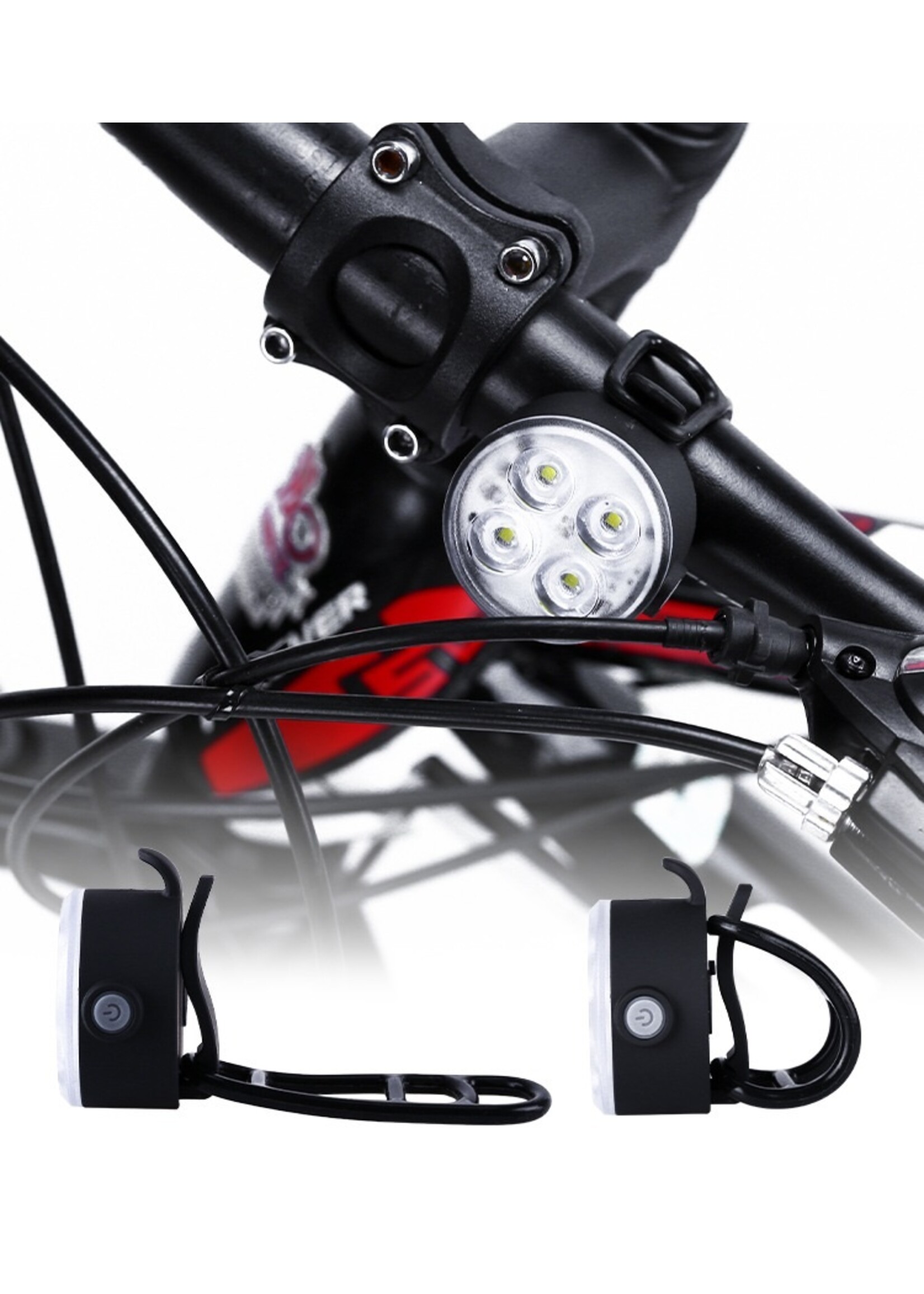 Led fiets voor/achterlicht oplaadbare usb fietsverlichting waterdicht fietsen licht knipperend licht voor rijden voor/achterlamp