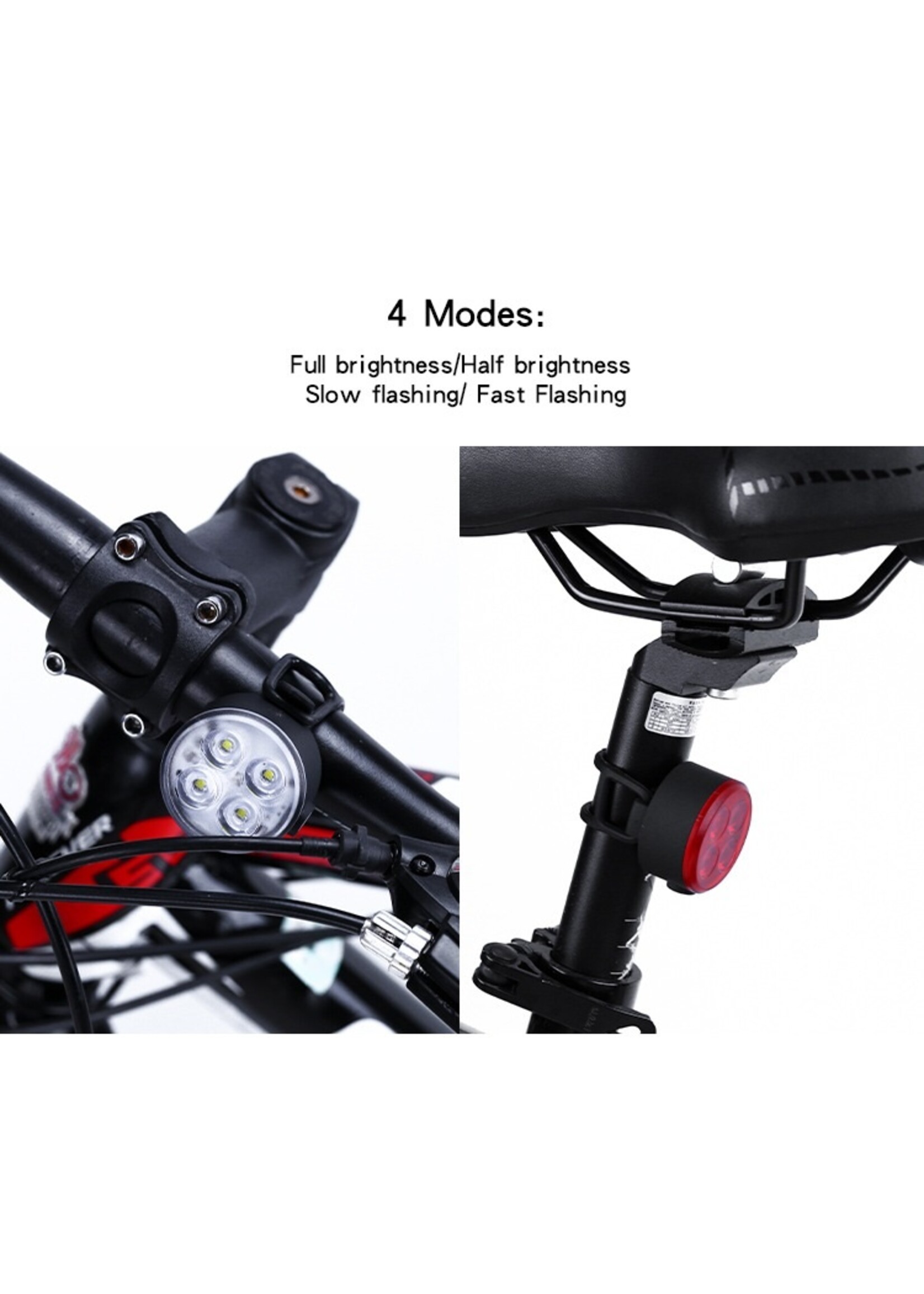 Led fiets voor/achterlicht oplaadbare usb fietsverlichting waterdicht fietsen licht knipperend licht voor rijden voor/achterlamp