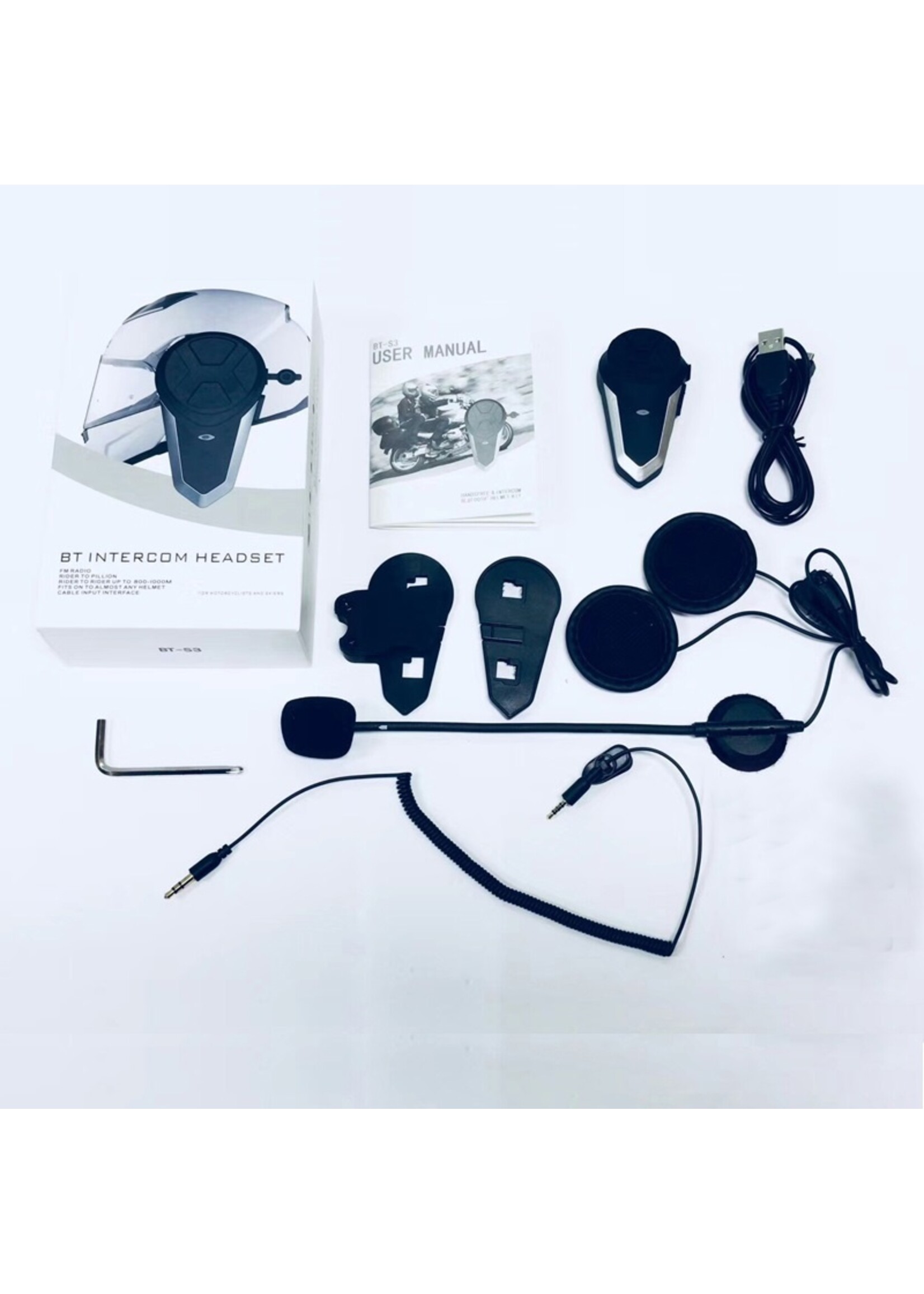 BT-S3 Multi Interphone Headset 1000M Motorfiets Bluetooth Helm Intercom Intercomunicator Interphones Headset