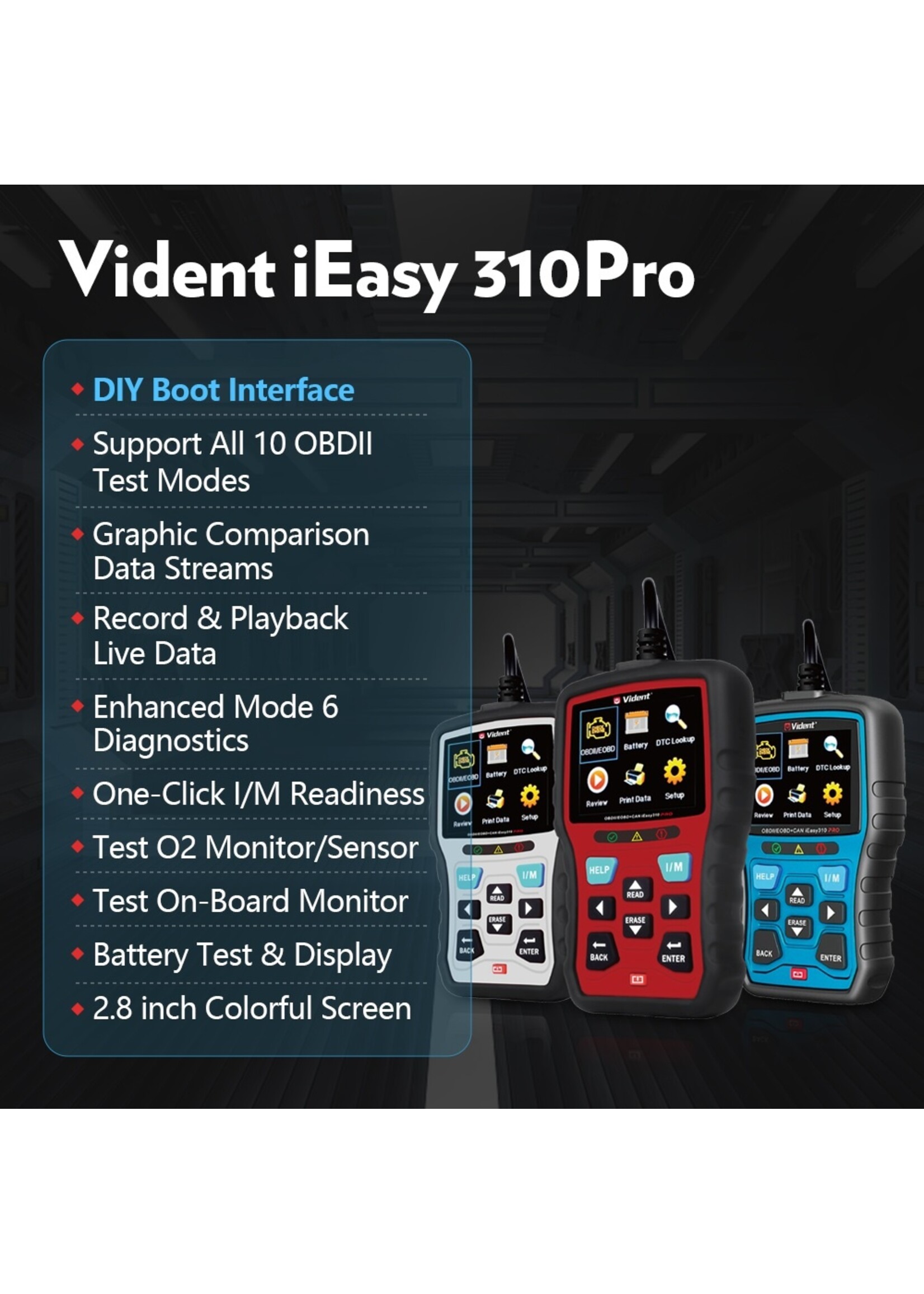 Vident Vident iEasy310Pro CAN OBDII/EOBD-codelezer, Scanner