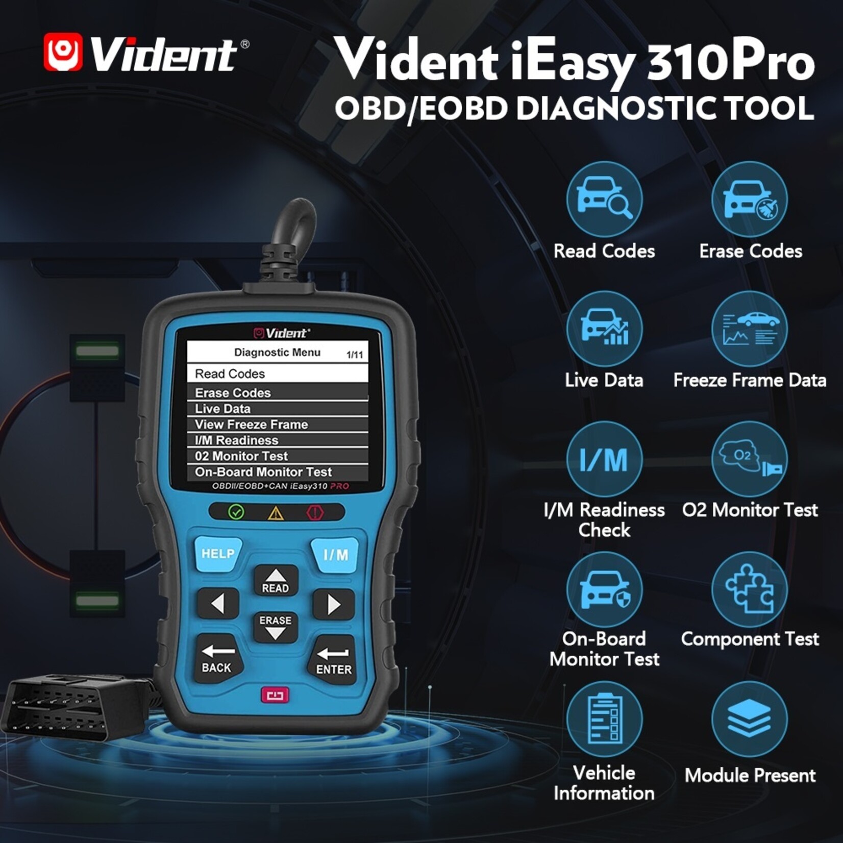 Vident Vident iEasy310Pro CAN OBDII/EOBD-codelezer, Scanner