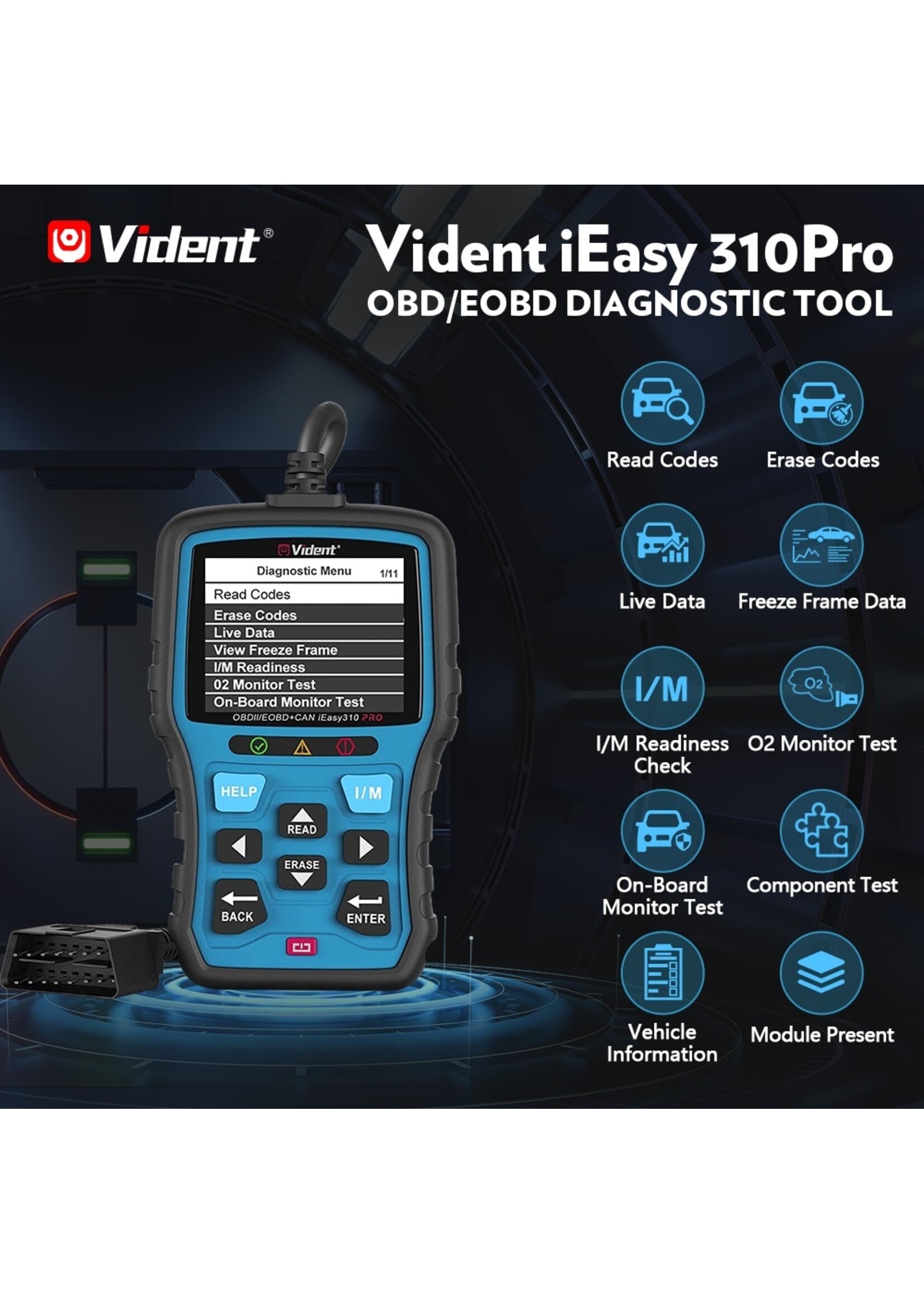 Vident Vident iEasy310Pro CAN OBDII/EOBD-codelezer, Scanner
