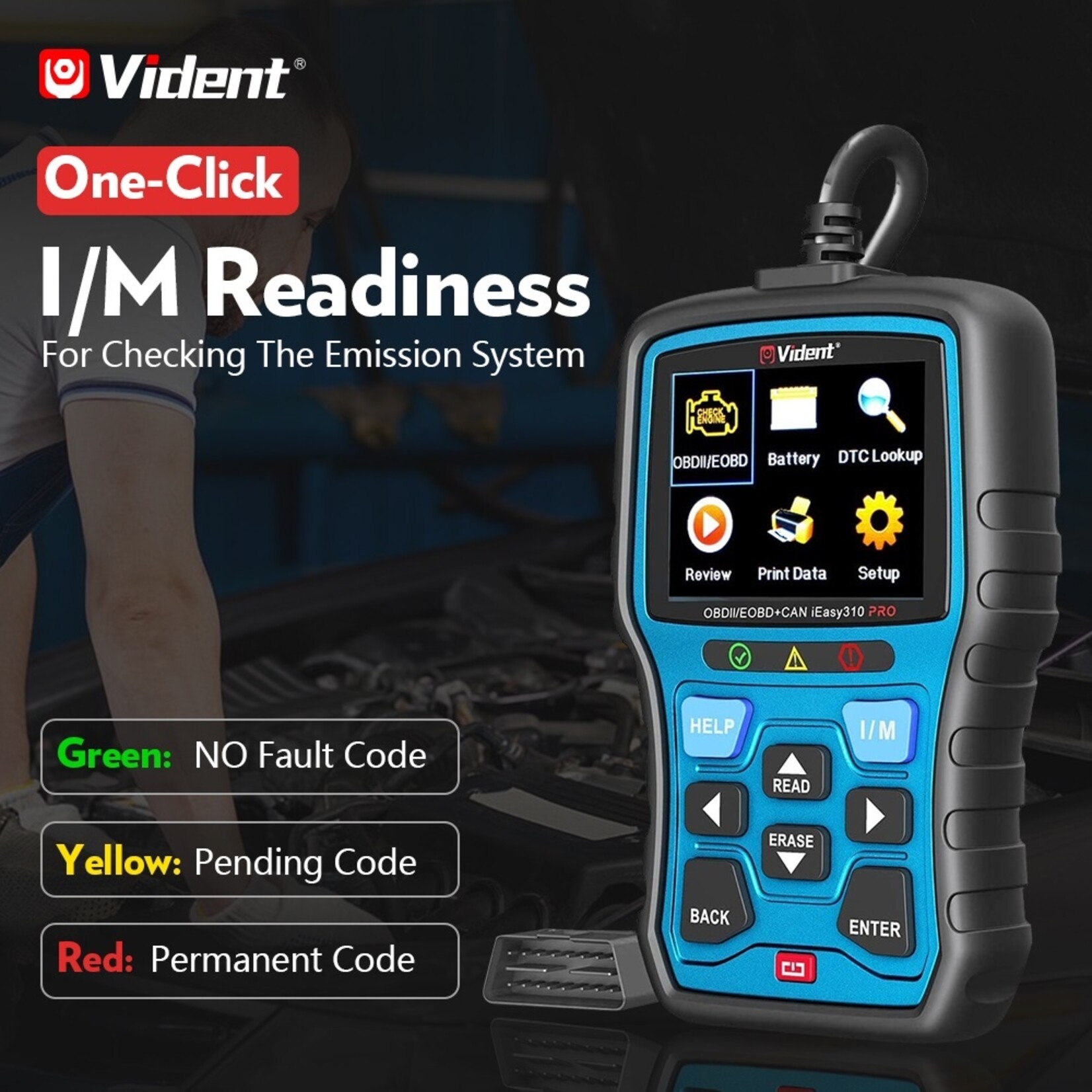 Vident Vident iEasy310Pro CAN OBDII/EOBD-codelezer, Scanner