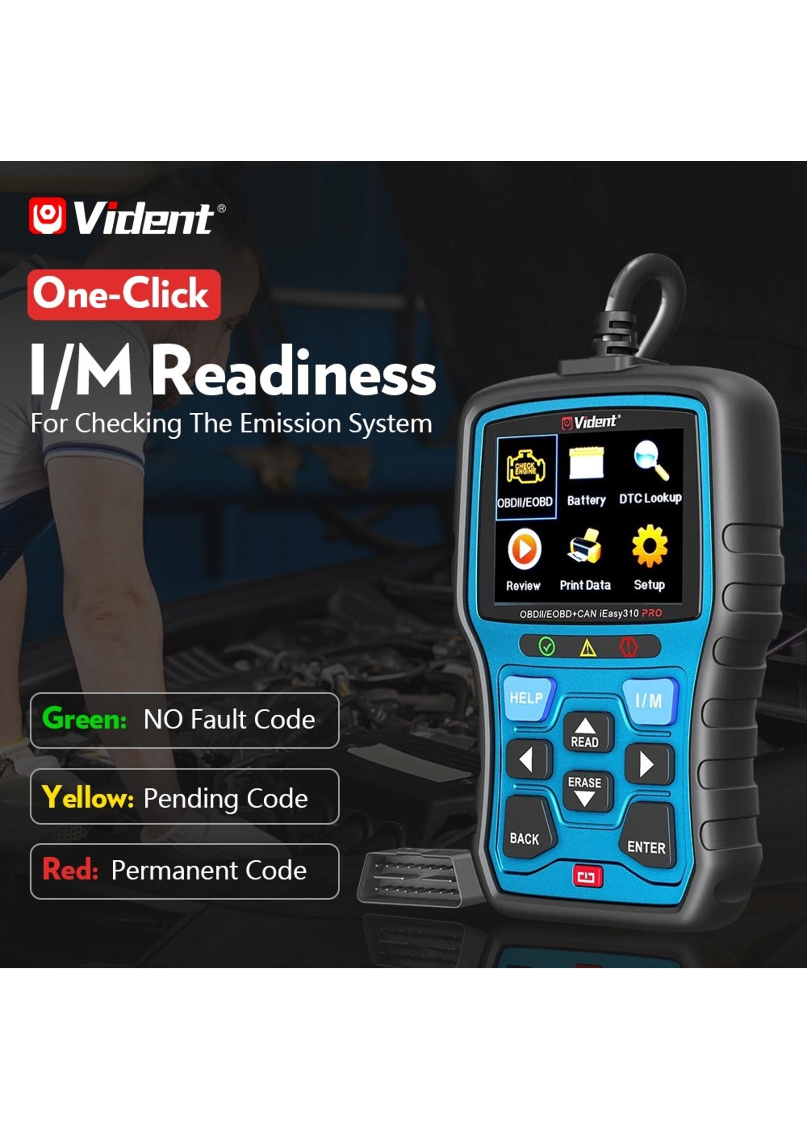Vident Vident iEasy310Pro CAN OBDII/EOBD-codelezer, Scanner