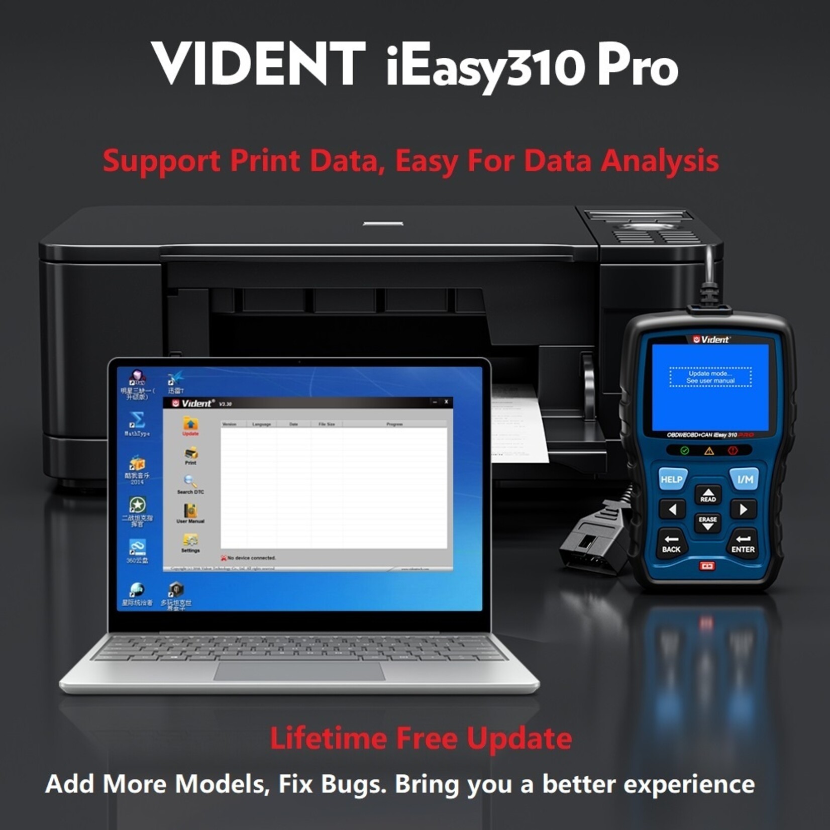 Vident Vident iEasy310Pro CAN OBDII/EOBD-codelezer, Scanner