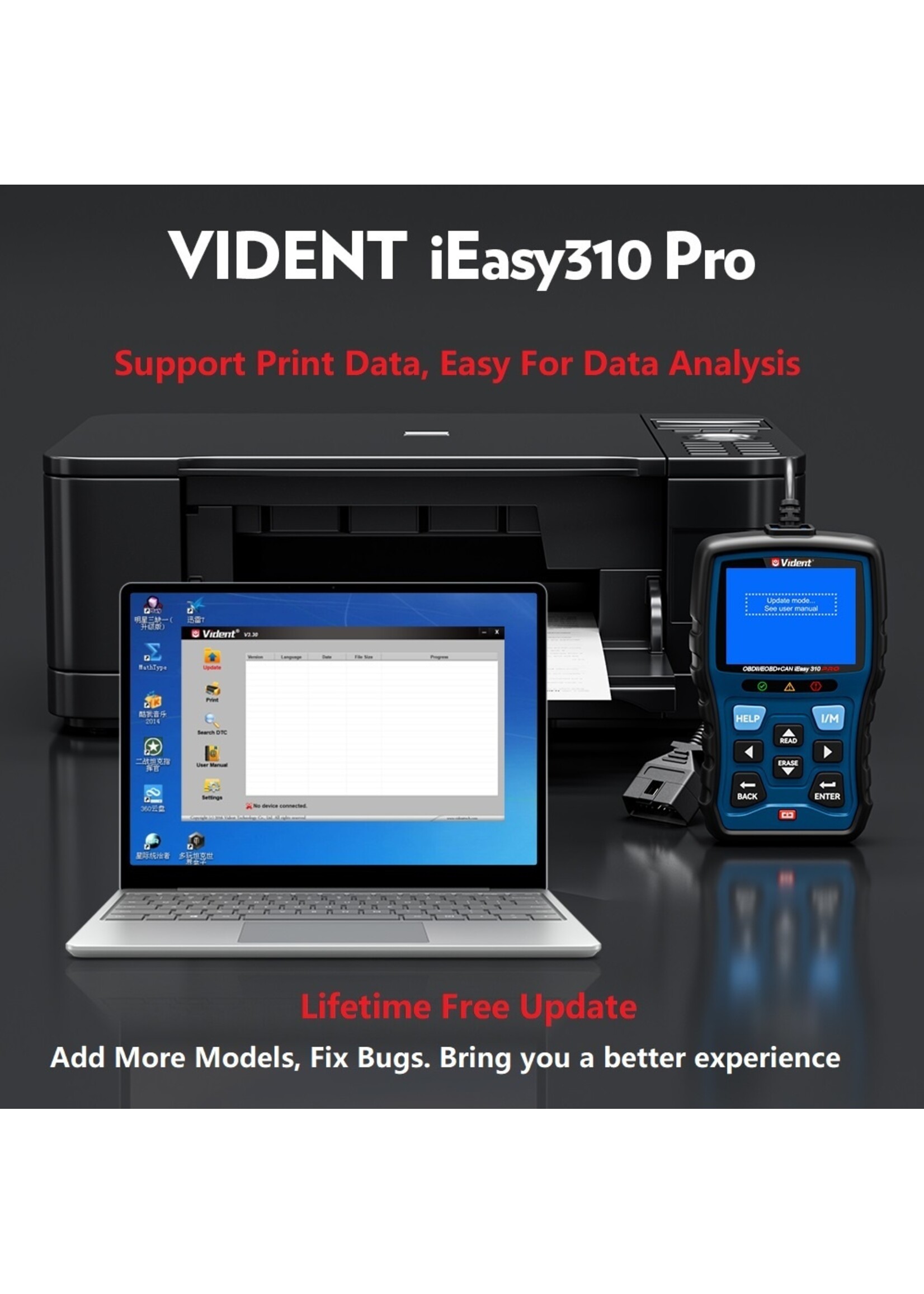 Vident Vident iEasy310Pro CAN OBDII/EOBD-codelezer, Scanner