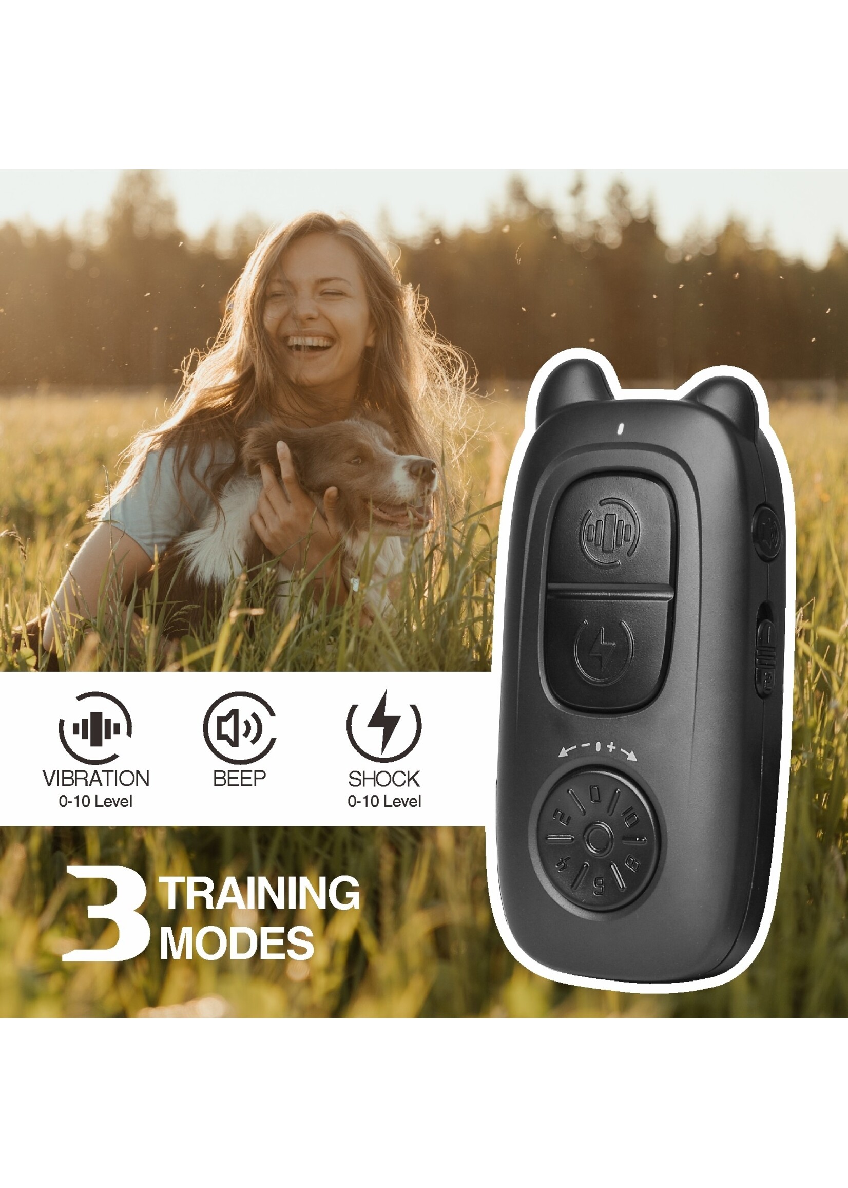 Dobe Hondentrainingshalsband Blafbeheersing met afstandsbediening Halsband Elektrisch Waterdicht Opladen Pet Trainer Schokhalsband met 300M