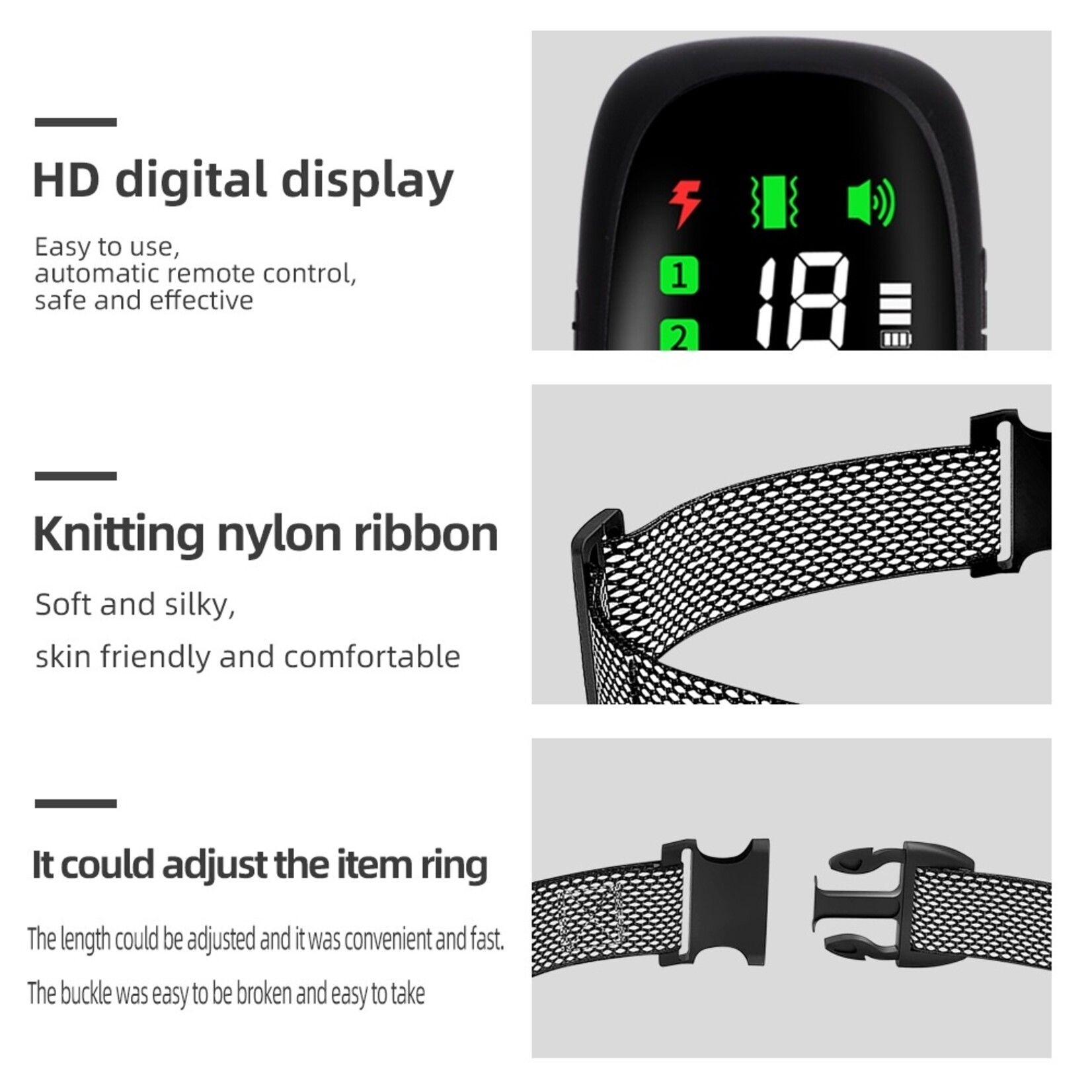 300 m digitale hondentrainingshalsband Afstandsbediening Waterdicht Oplaadbaar met LCD-display voor schok- en trillings geluid van alle maten