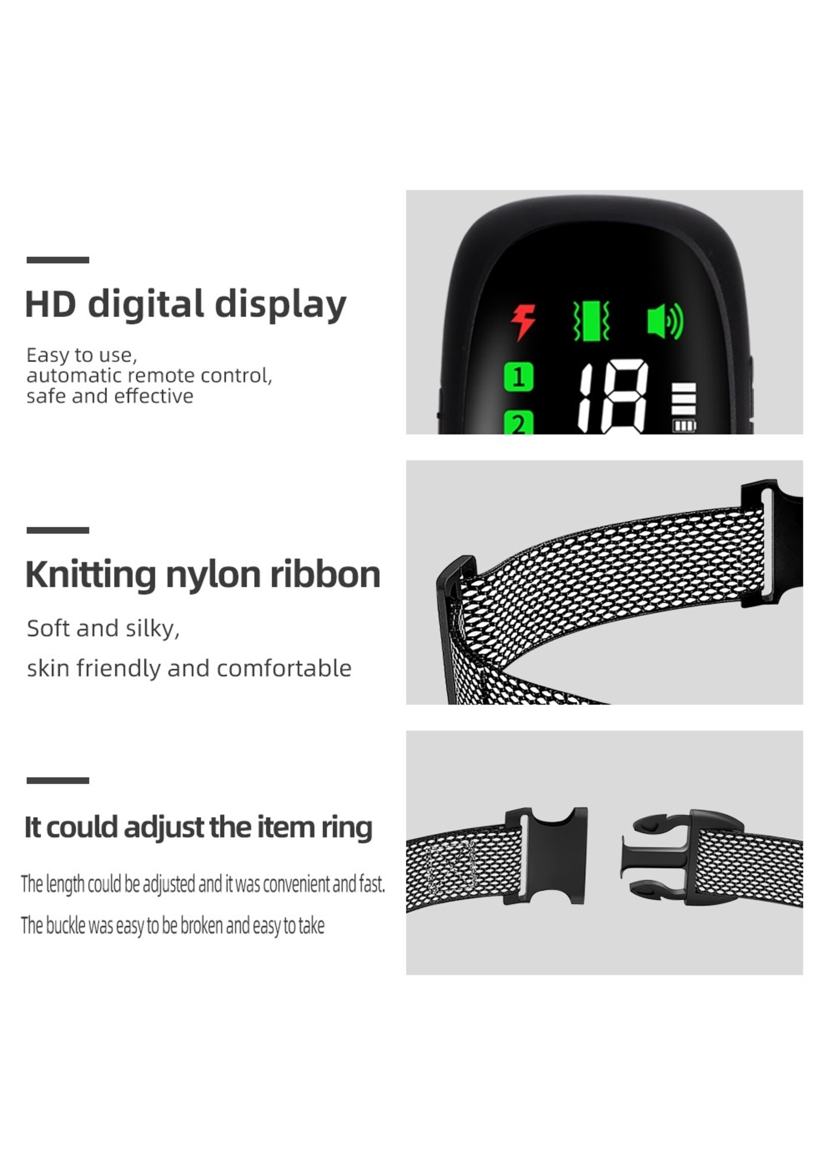 300 m digitale hondentrainingshalsband Afstandsbediening Waterdicht Oplaadbaar met LCD-display voor schok- en trillings geluid van alle maten