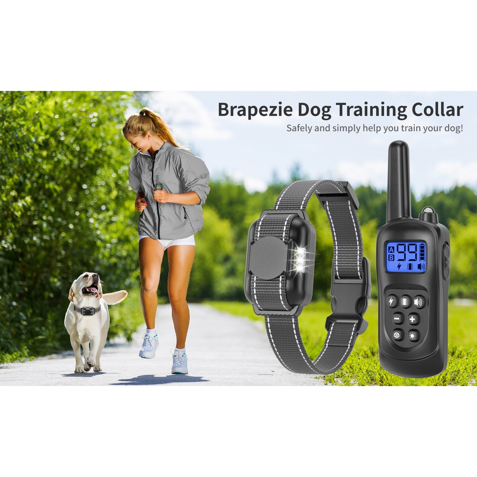300m elektrische Hondentrainingshalsband Waterdicht Huisdier Afstandsbediening Oplaadbaar Anti-blaf met schok Trillingen Geluid LCD Dis