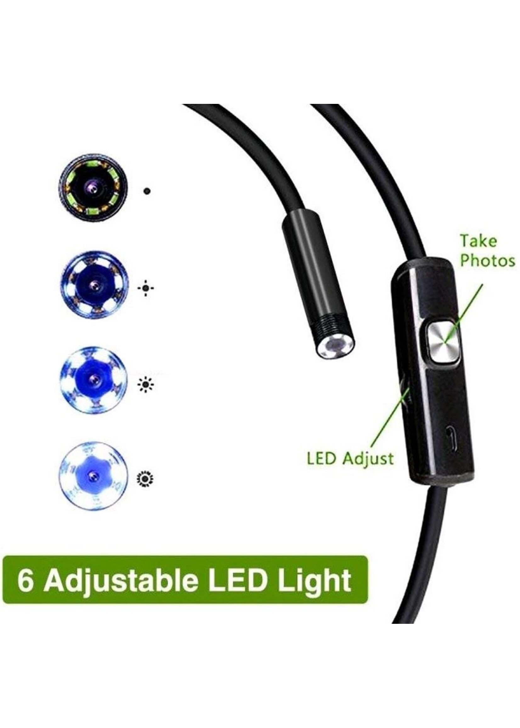 Harde kabel Micro USB Endoscoop LED  - Inspectiecamera - voor Android telefoon – Diverse lengte kabels. 5.5 mm Camera Diameter