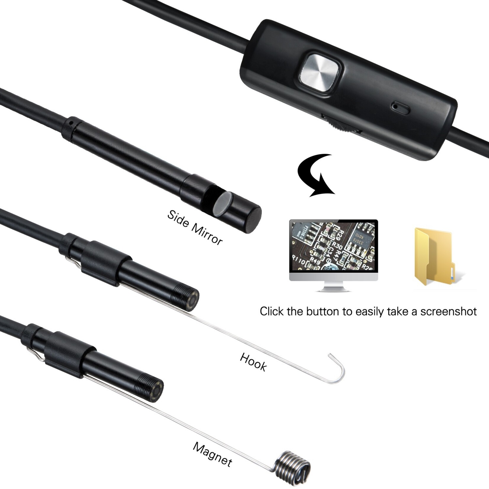 Harde kabel Micro USB Endoscoop LED  - Inspectiecamera - Android telefoon – Diverse lengte kabels. 5.5 mm Camera Diameter