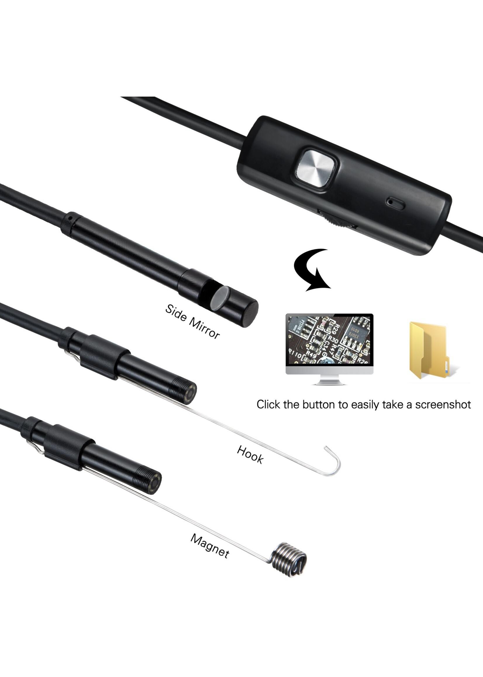 Harde kabel Micro USB Endoscoop LED  - Inspectiecamera - voor Android telefoon – Diverse lengte kabels. 5.5 mm Camera Diameter