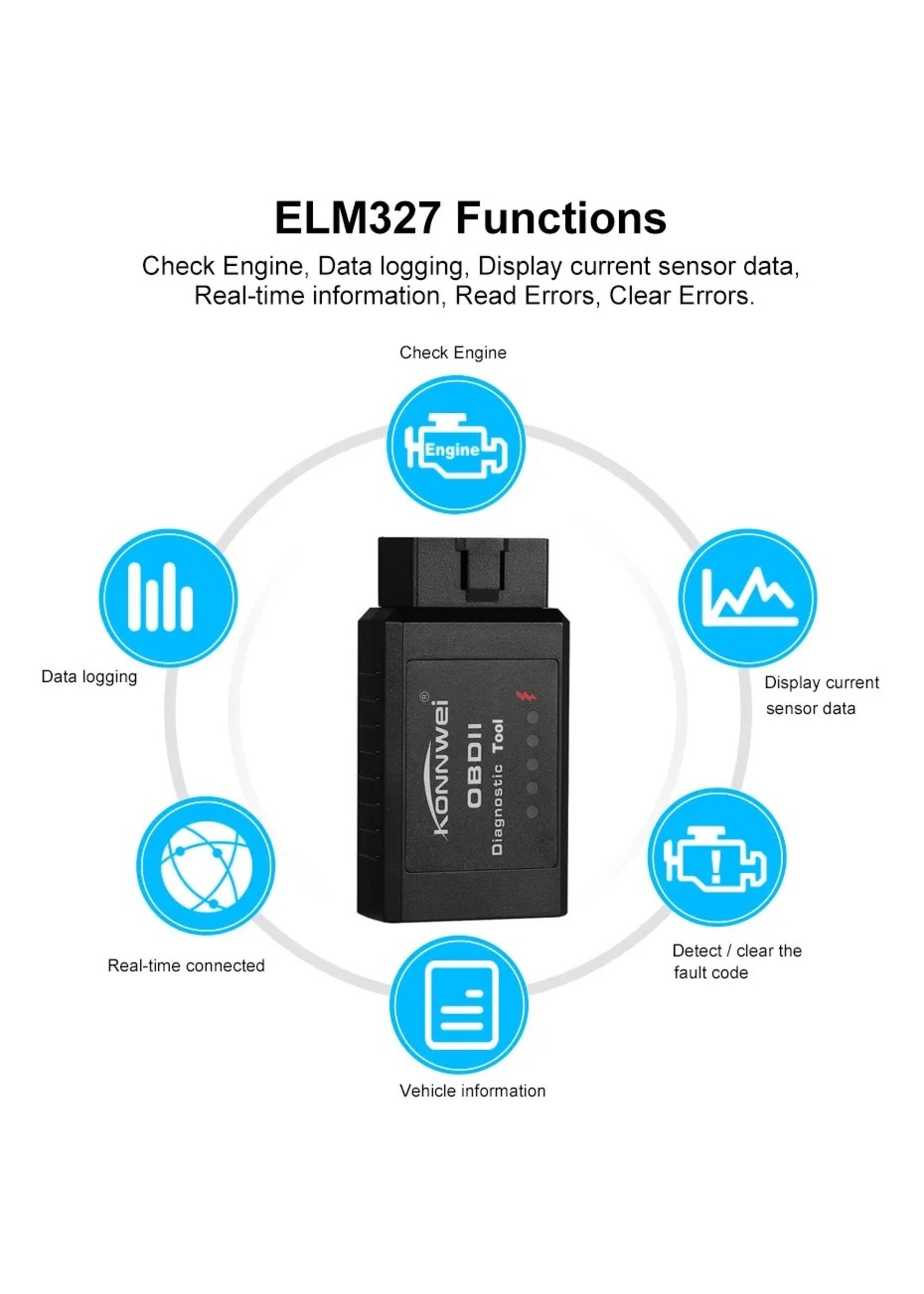 KONNWEI Konnwei kw910 volledig protocol ELM327 OBD2 Bluetooth autofoutdiagnose instrumentdetector