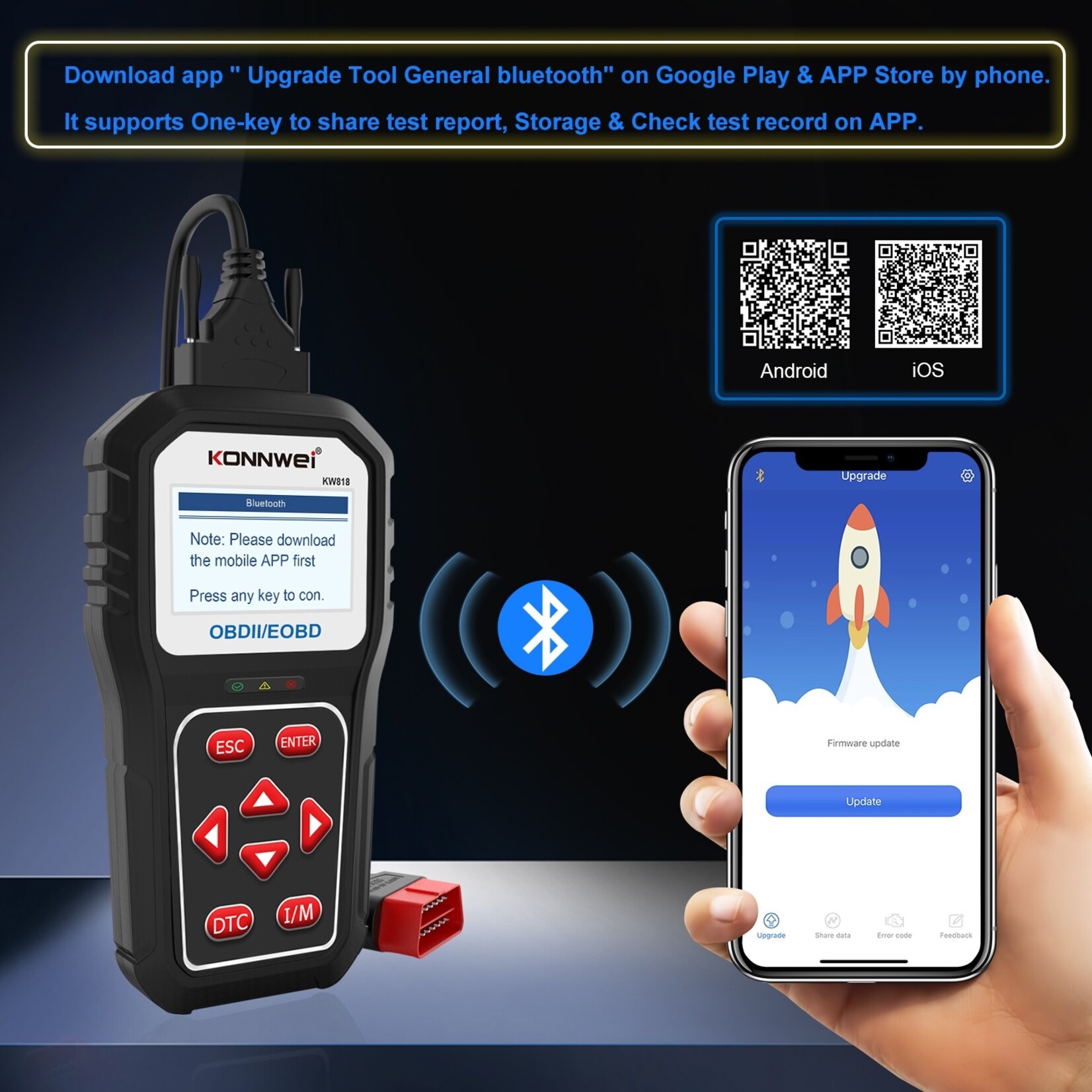 KONNWEI KONNWEI KW818 auto-OBDII-diagnosescanner met upgradetool Algemene Bluetooth