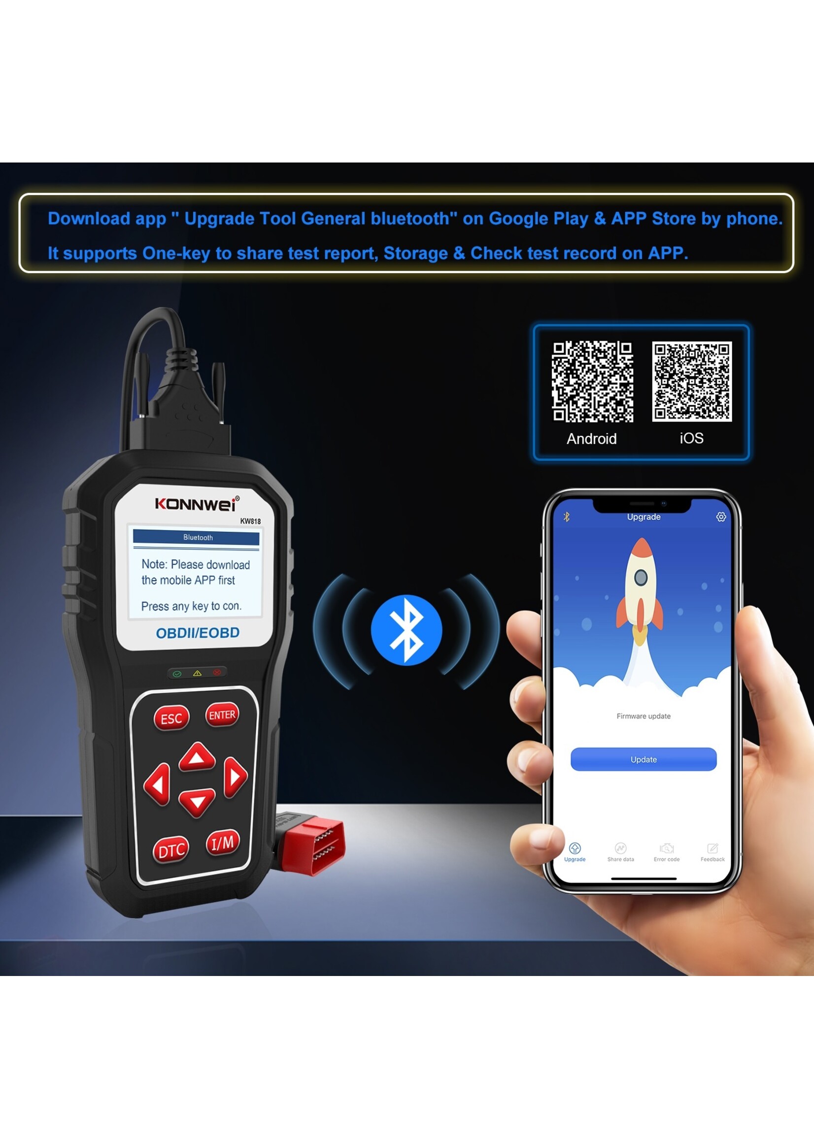 KONNWEI KONNWEI KW818 auto-OBDII-diagnosescanner met upgradetool Algemene Bluetooth