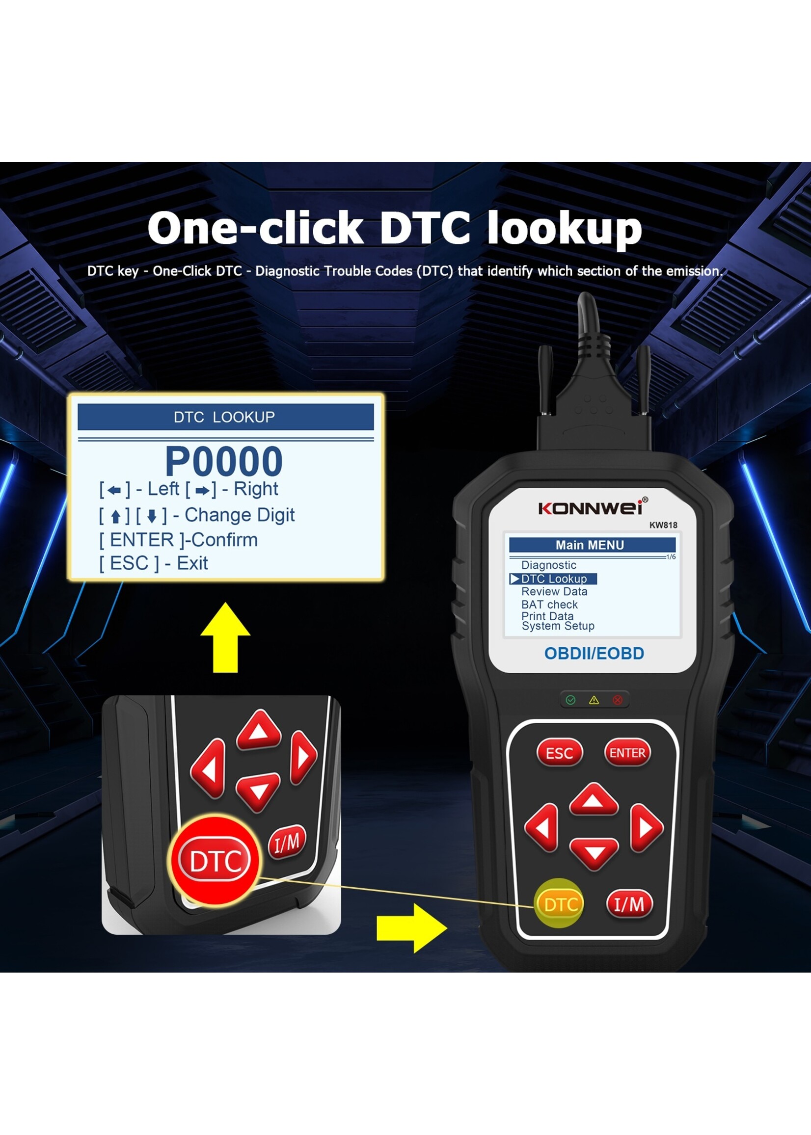 KONNWEI KONNWEI KW818 auto-OBDII-diagnosescanner met upgradetool Algemene Bluetooth
