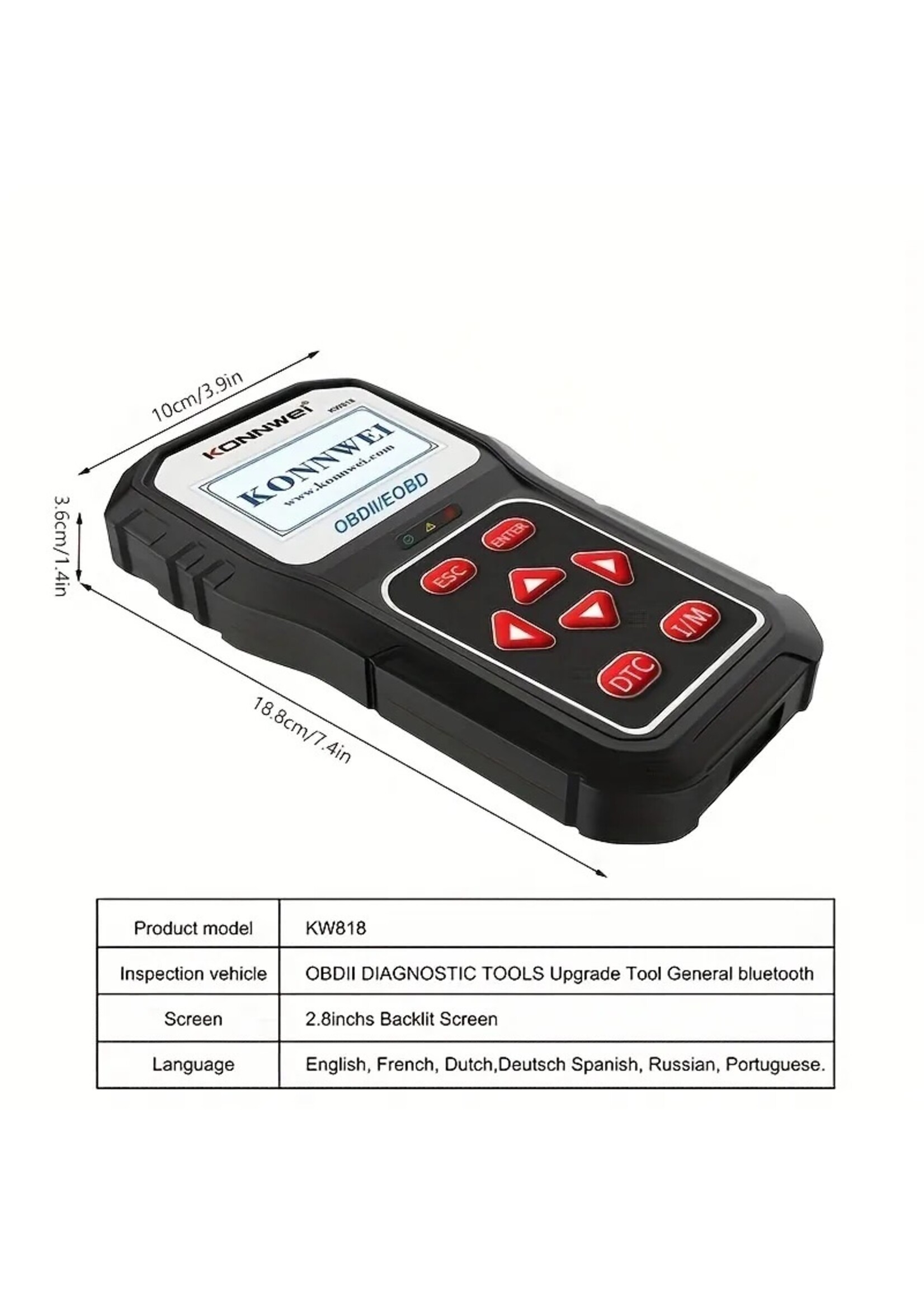 KONNWEI KONNWEI KW818 auto-OBDII-diagnosescanner met upgradetool Algemene Bluetooth