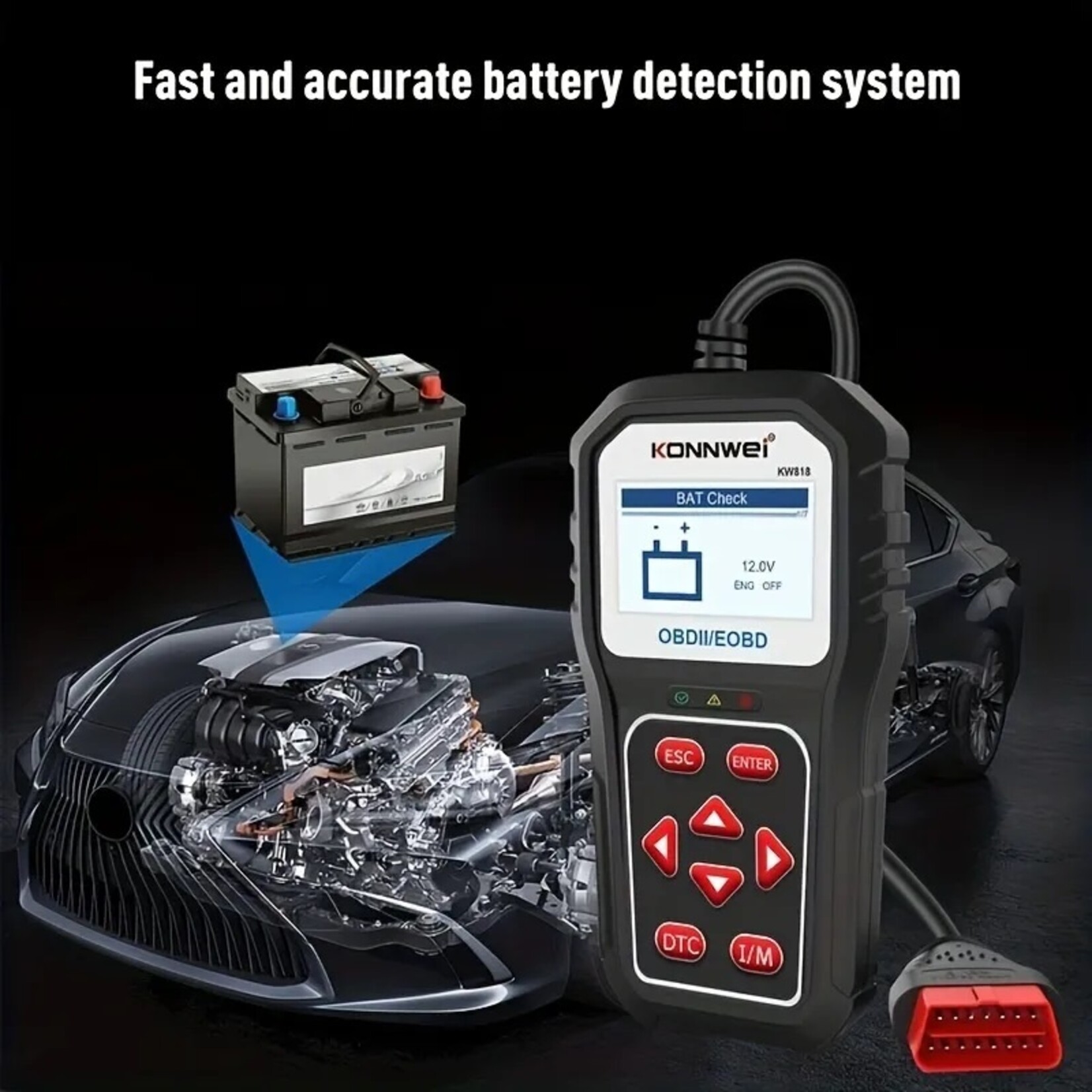 KONNWEI KONNWEI KW818 auto-OBDII-diagnosescanner met upgradetool Algemene Bluetooth