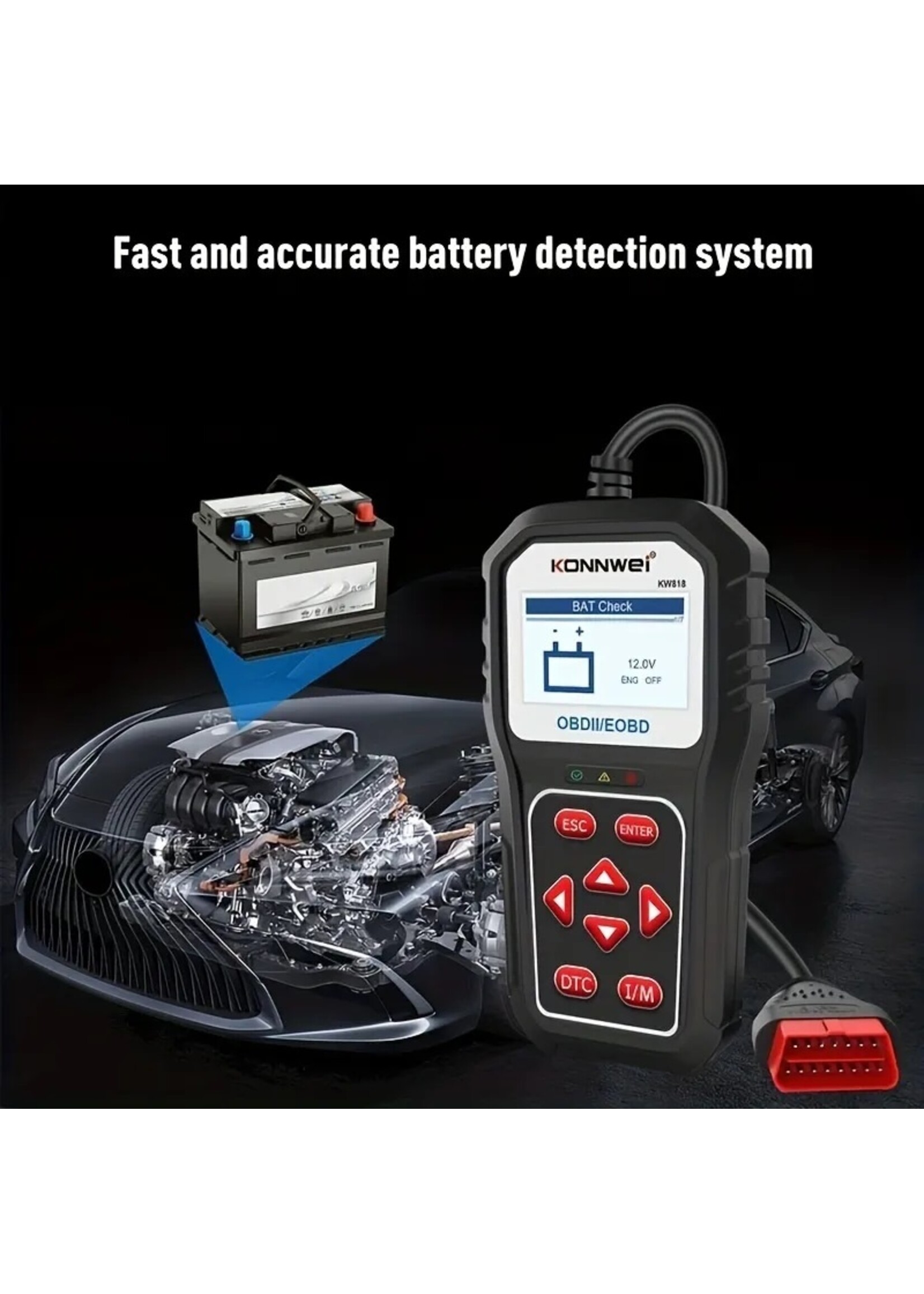 KONNWEI KONNWEI KW818 auto-OBDII-diagnosescanner met upgradetool Algemene Bluetooth