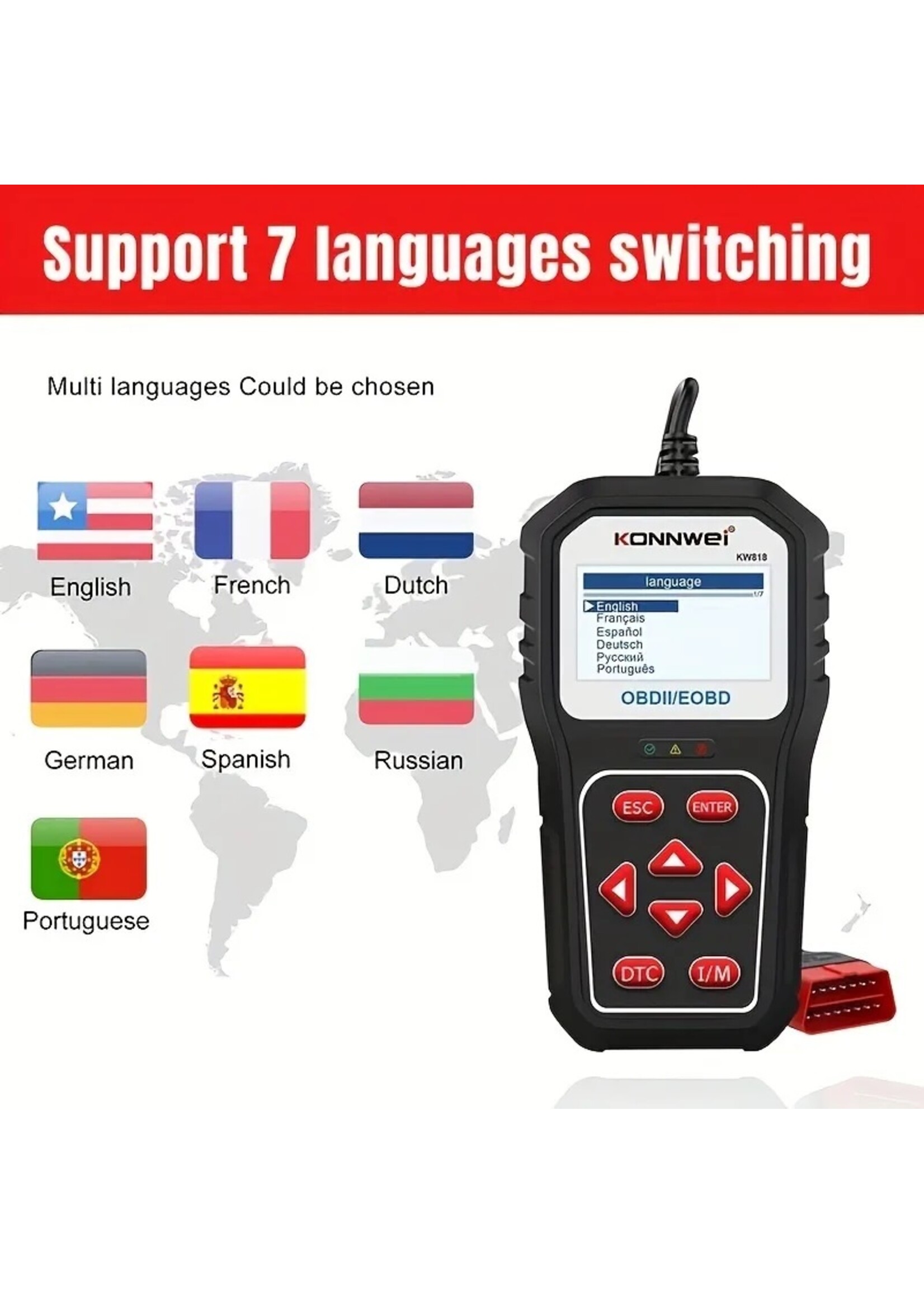 KONNWEI KONNWEI KW818 auto-OBDII-diagnosescanner met upgradetool Algemene Bluetooth