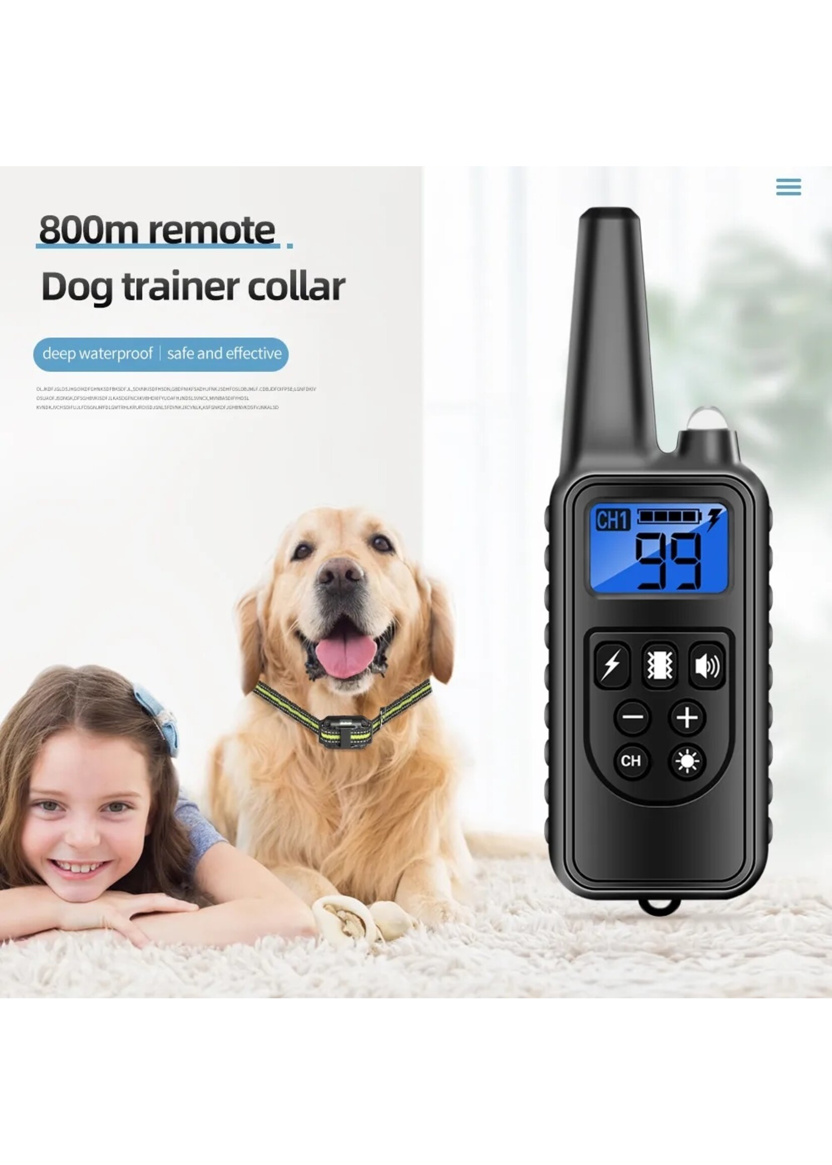 Trainingshalsband voor honden -  300m - oplaadbaar