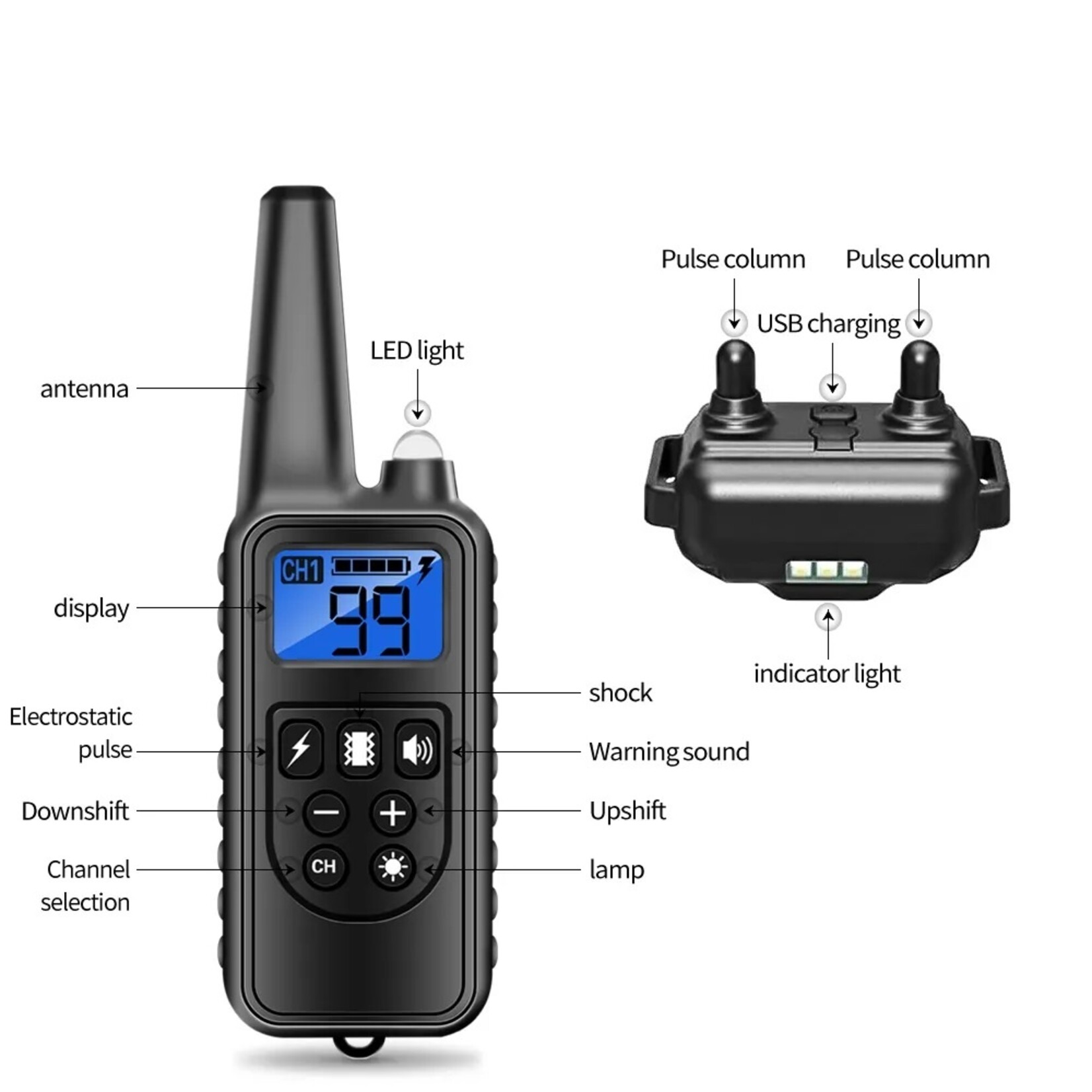 Trainingshalsband voor honden - oplaadbaar - 300m