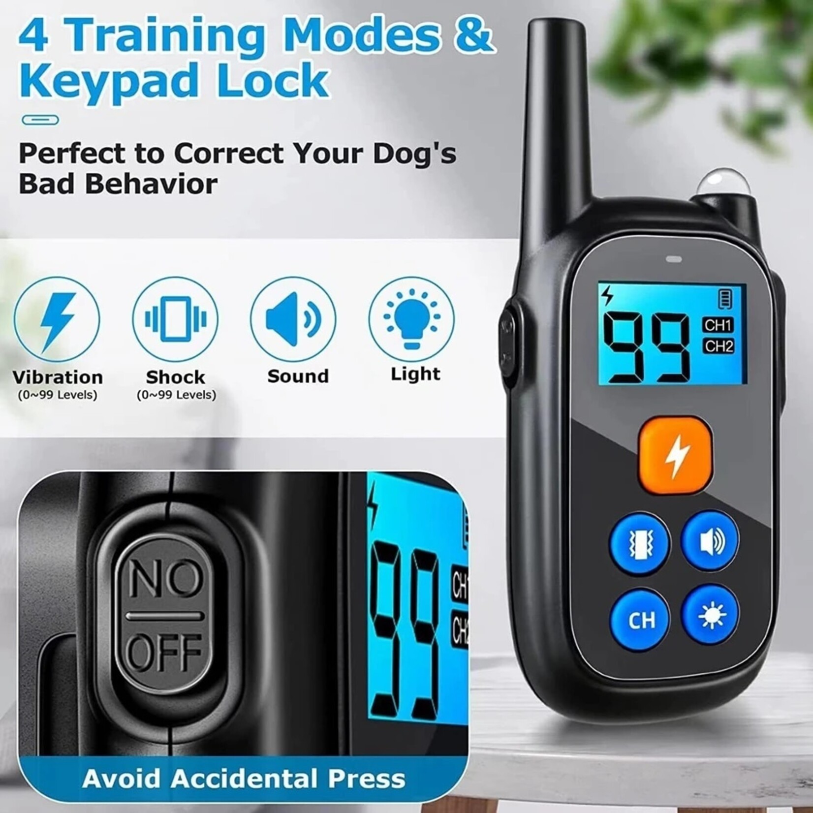 Hondentrainingshalsband Waterdichte elektronische hondenschokhalsband met extern piepsignaal en trillicht voor kleine, middelgrote en grote honden