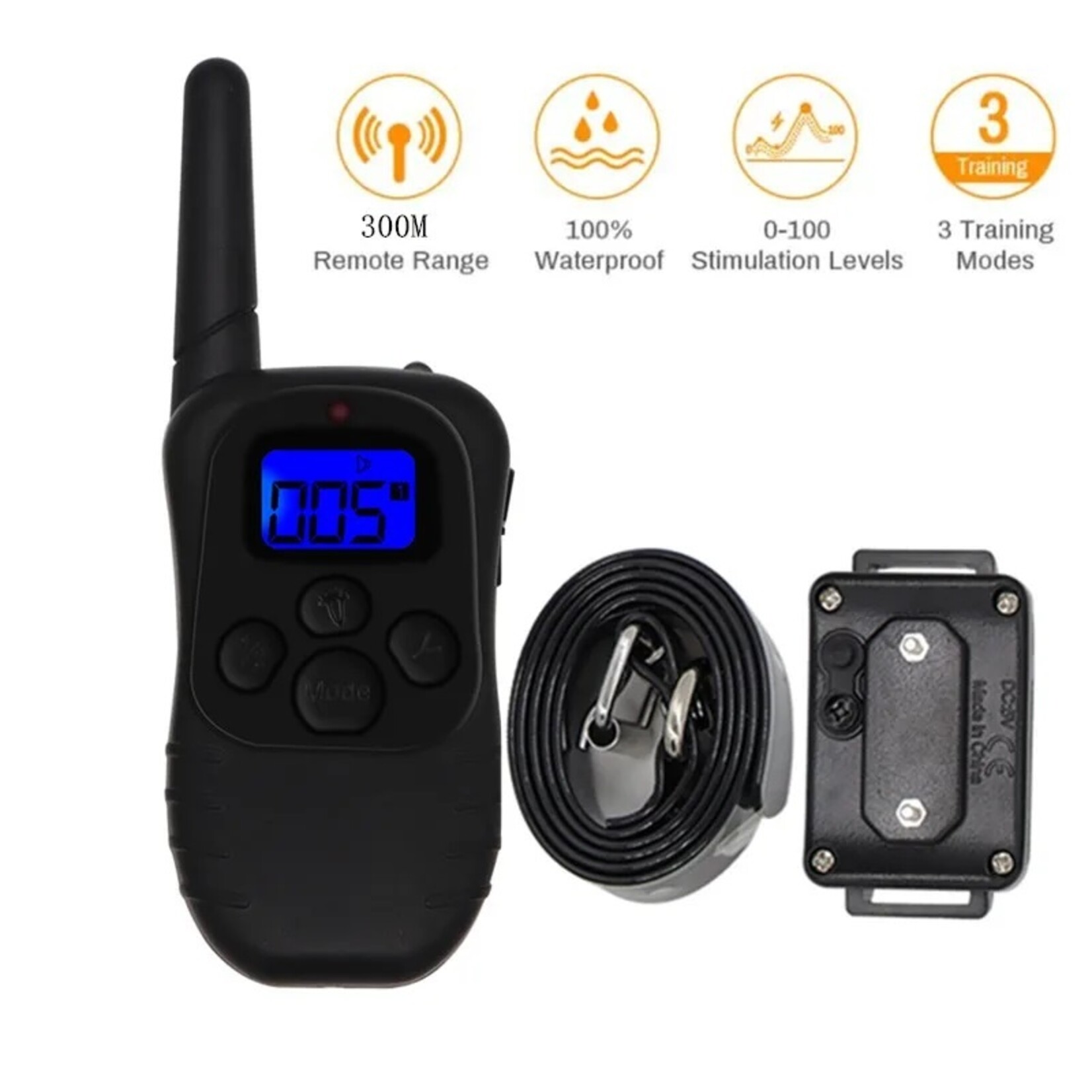 998DB Hondentraining halsband 300M afstandsbediening met 3 trainingsmodi Statische trilling en pieptoon - Oplaadbaar