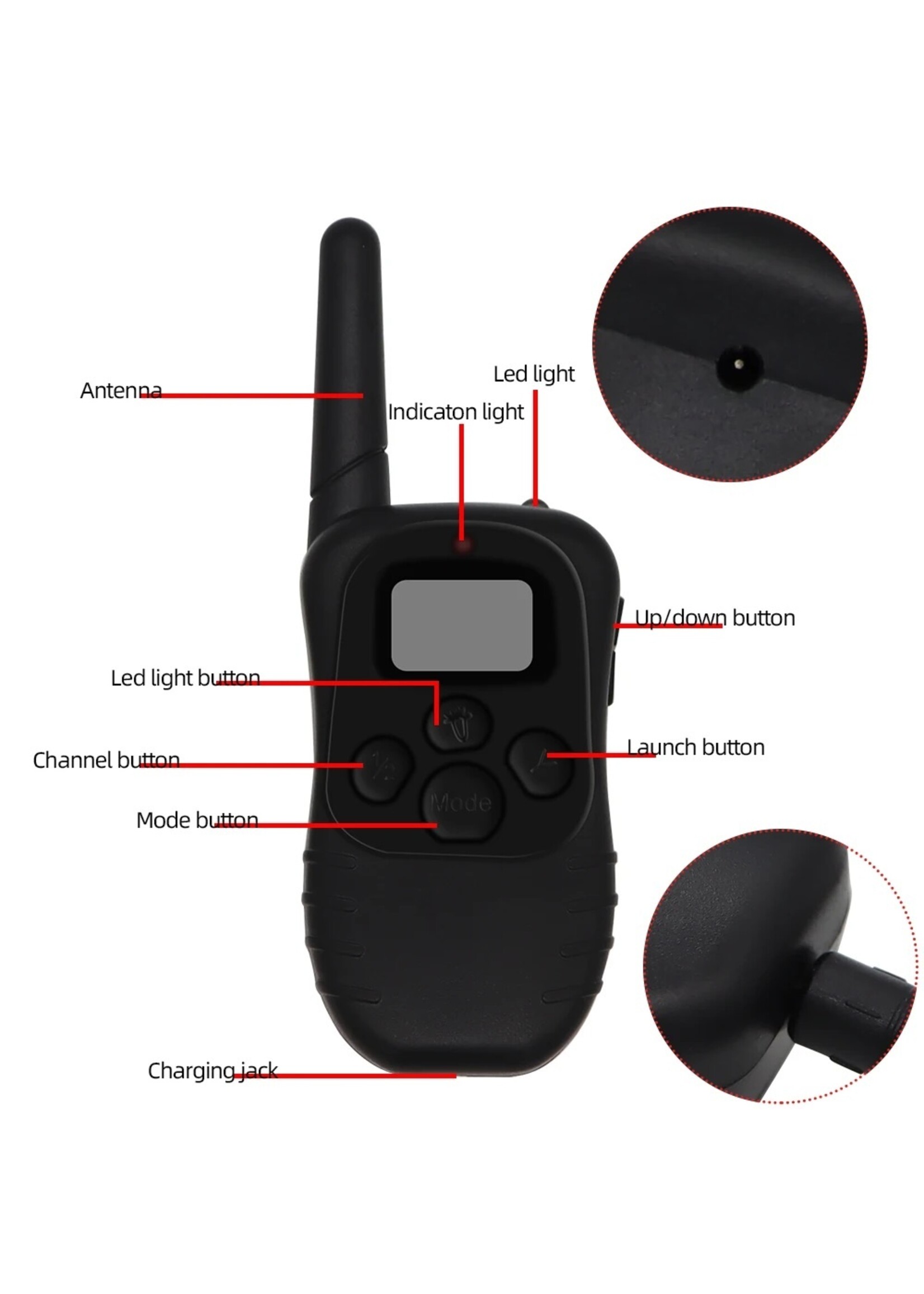 998DB Hondentraining halsband 300M afstandsbediening met 3 trainingsmodi Statische trilling en pieptoon - Oplaadbaar