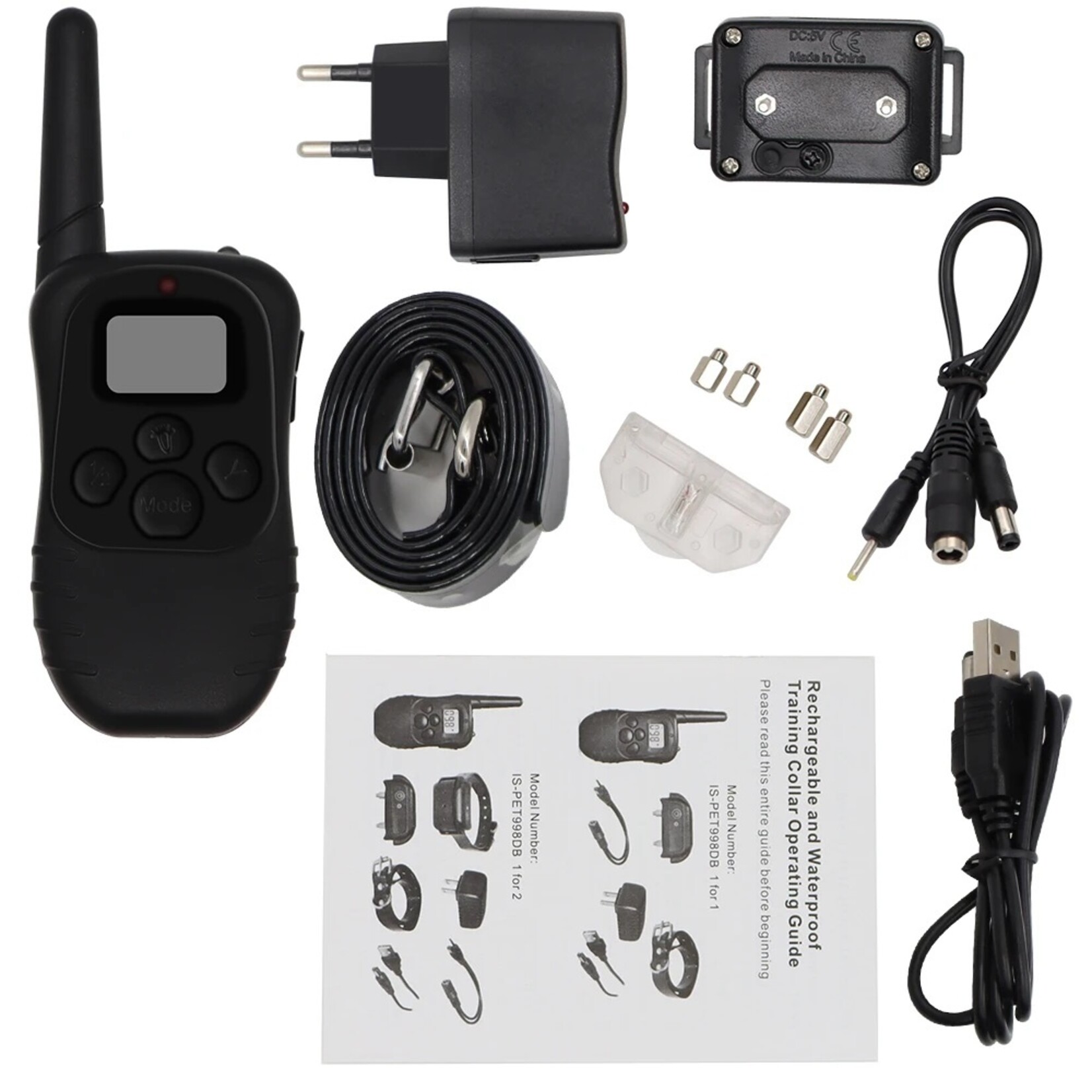 998DB Hondentraining halsband 300M afstandsbediening met 3 trainingsmodi Statische trilling en pieptoon - Oplaadbaar