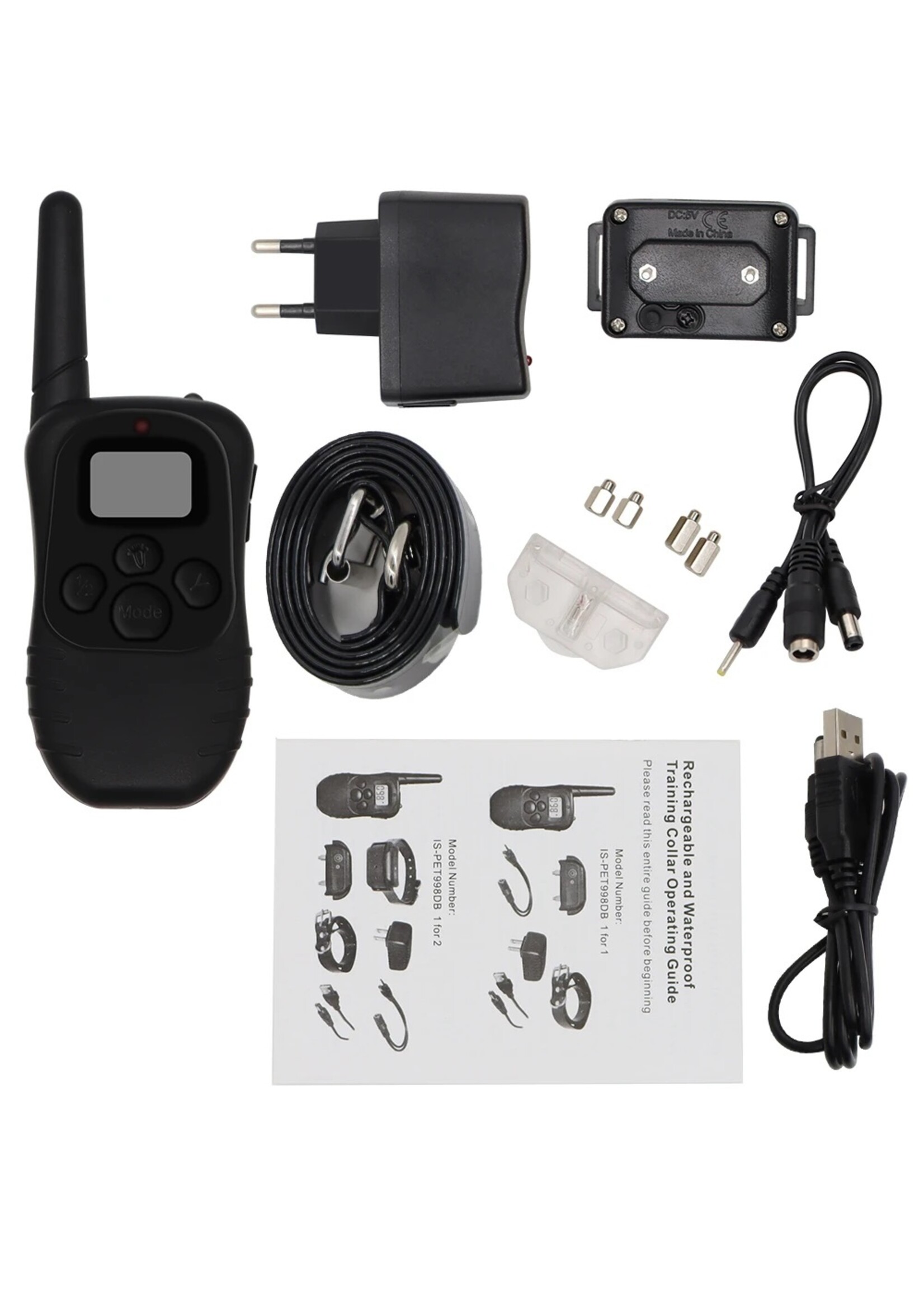 998DB Hondentraining halsband 300M afstandsbediening met 3 trainingsmodi Statische trilling en pieptoon - Oplaadbaar