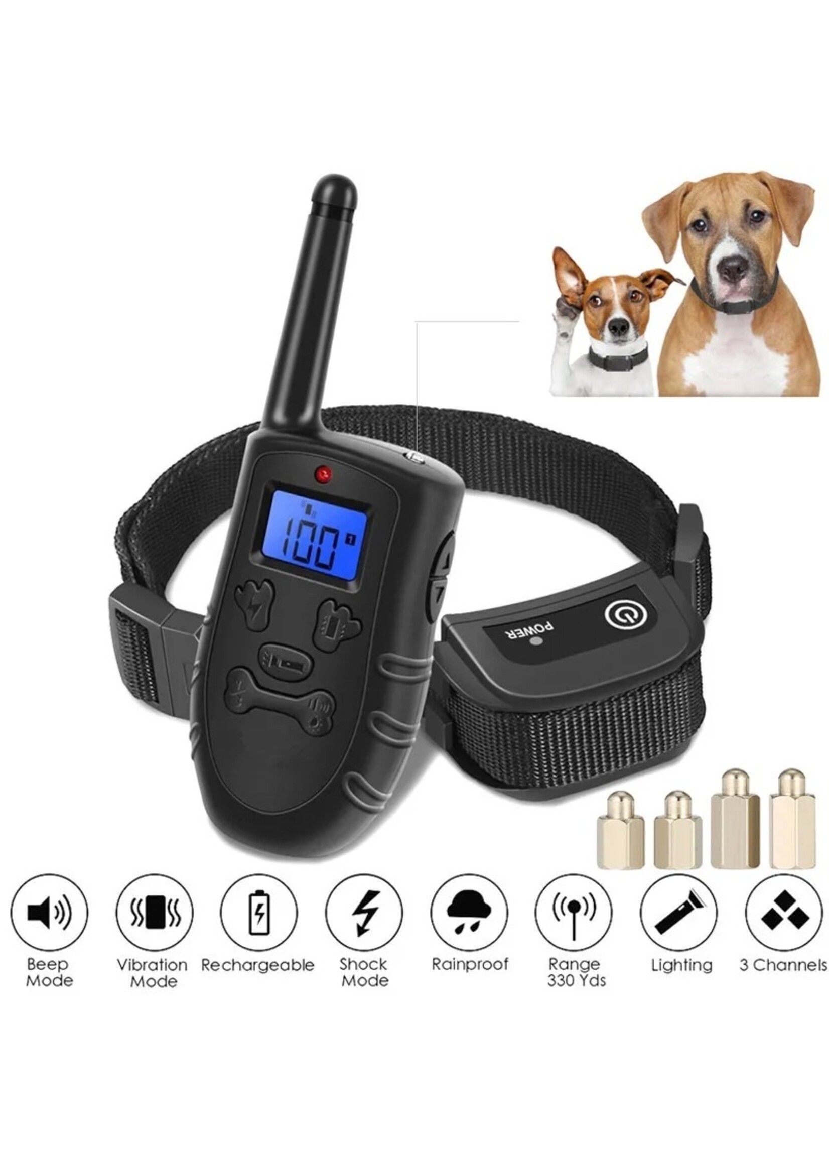 Afstandsbediening Oplaadbare hondentrainingshalsband elektrische hondhalsband anti-blaf waterdichte afstandsbediening halsband huisdiertrainer