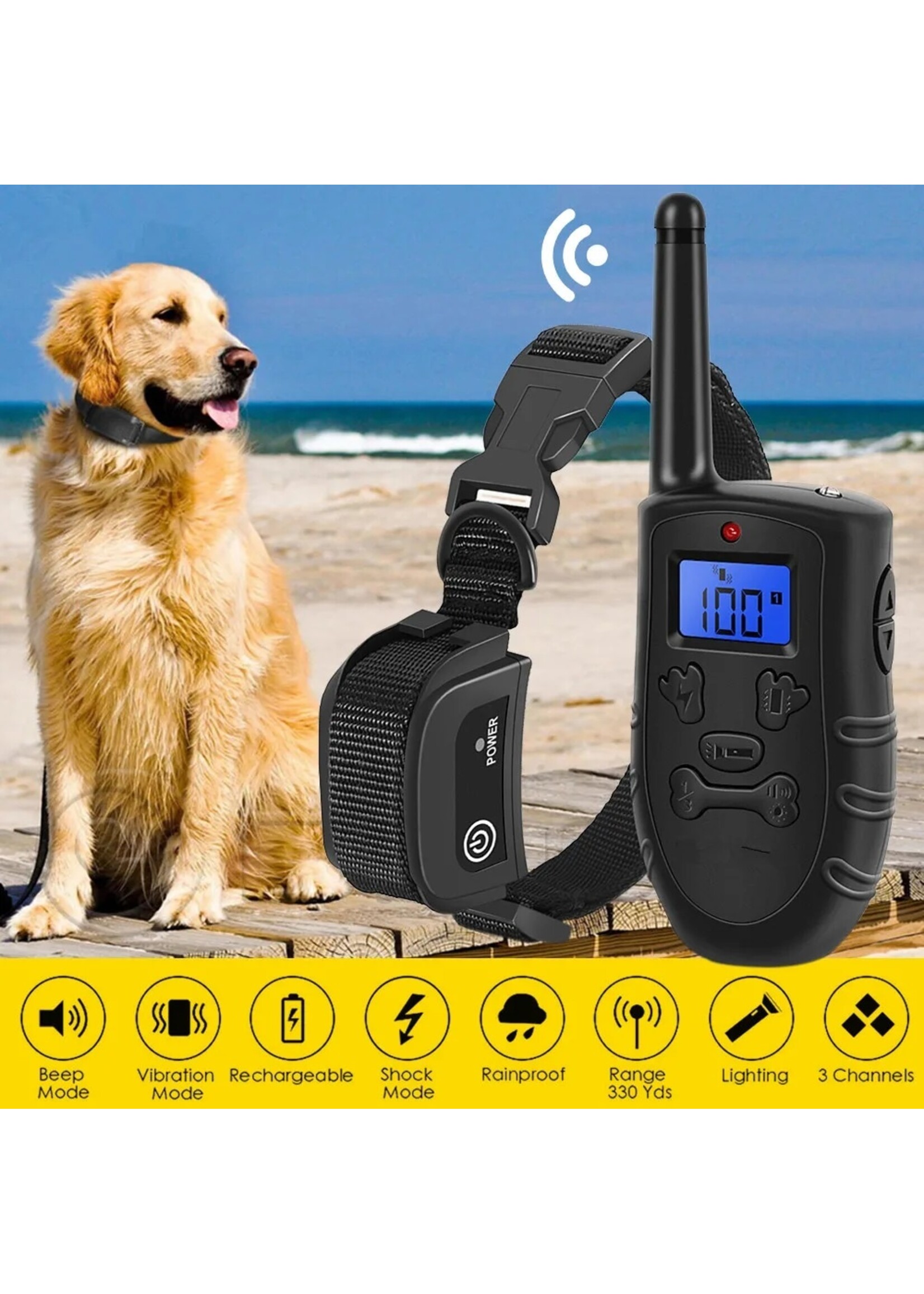 Afstandsbediening Oplaadbare hondentrainingshalsband elektrische hondhalsband anti-blaf waterdichte afstandsbediening halsband huisdiertrainer