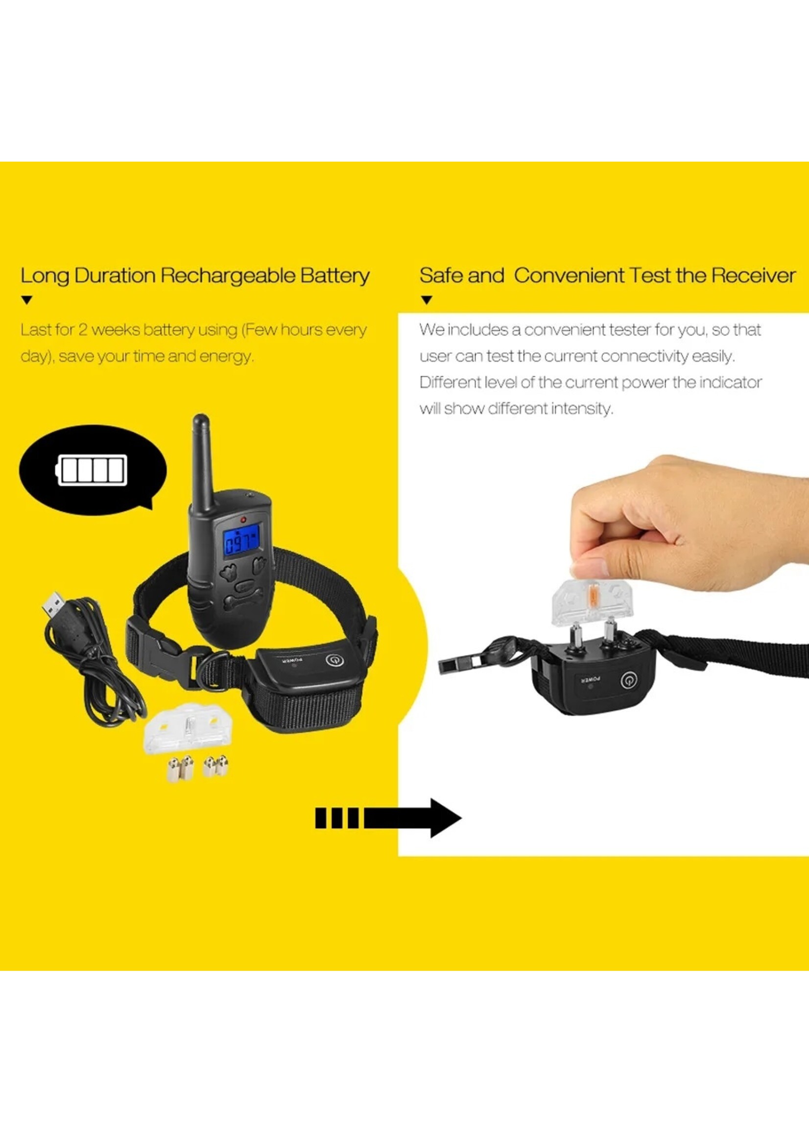 Afstandsbediening Oplaadbare hondentrainingshalsband elektrische hondhalsband anti-blaf waterdichte afstandsbediening halsband huisdiertrainer