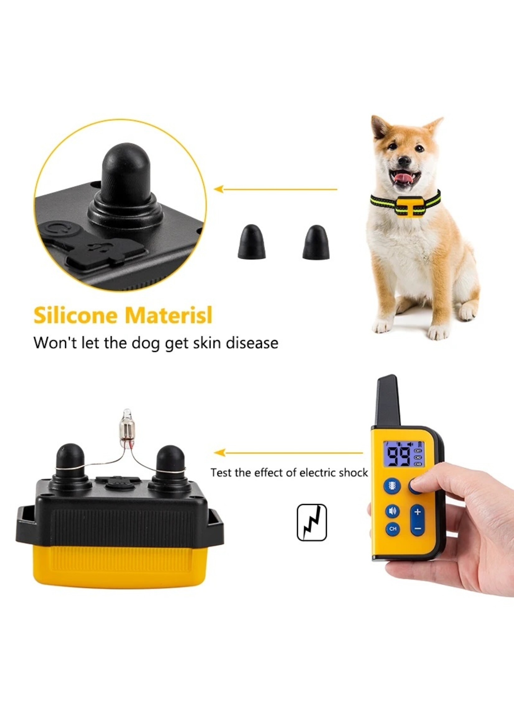 Hondentrainingshalsband Afstandsbediening Elektrische schok Geluid Oplaadbaar Voor kleine grote Honden trainingsaccessoires 99 niveaus