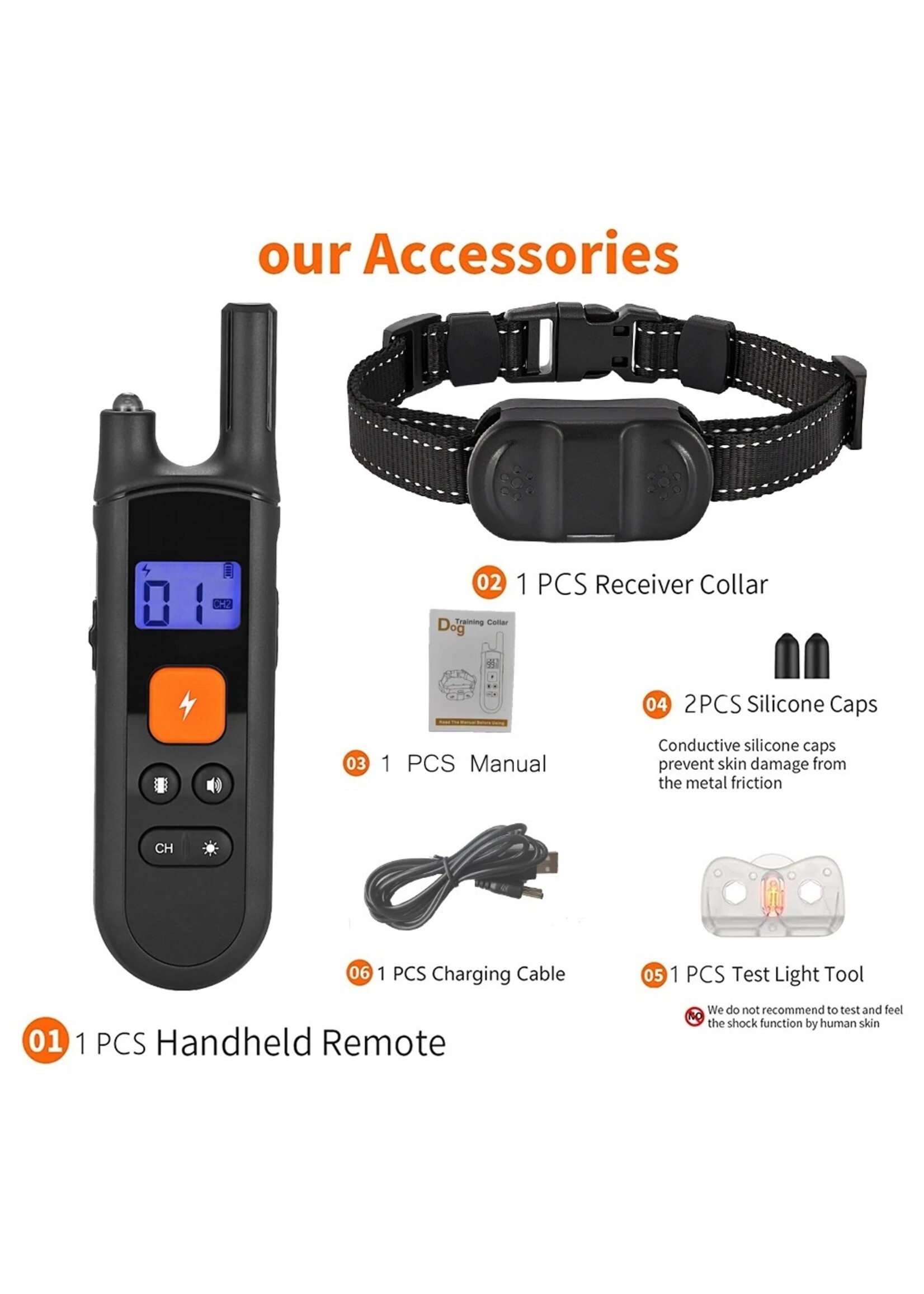 Hondentrainingshalsband voor alle honden Huisdier met LCD Oplaadbare USB Anti-blafschok Trilling geluid Trainingshalsband