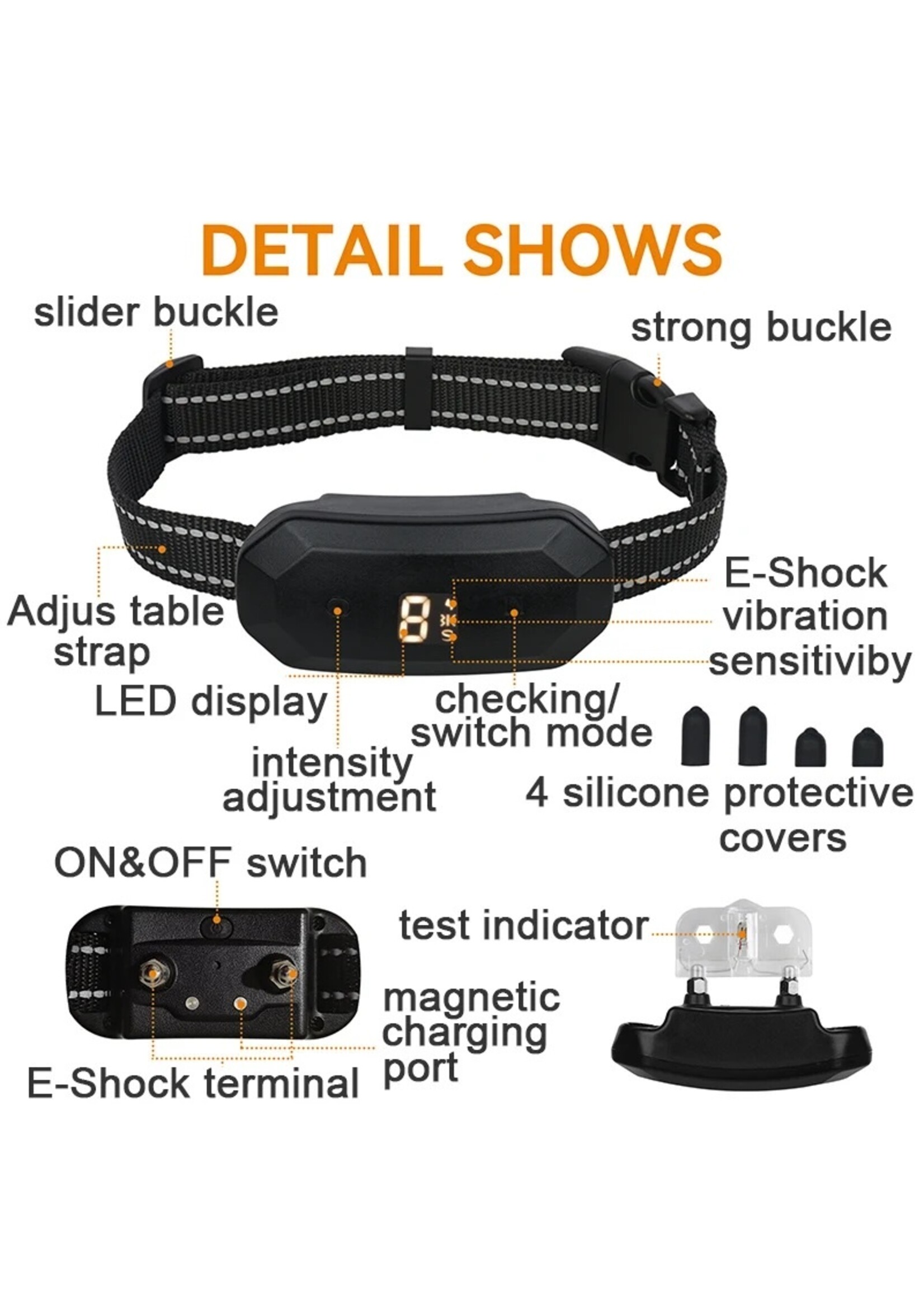 Antiblafhalsband IP67 Elektrische schok Trillingspiep Geen blaffen Automatische trainingshalsband Oplaadbaar met LED Voor kleine, middelgrote en grote honden Chihuahua husky Golden Retriever Duitse herder Franse Bulldog hondenaccessoires