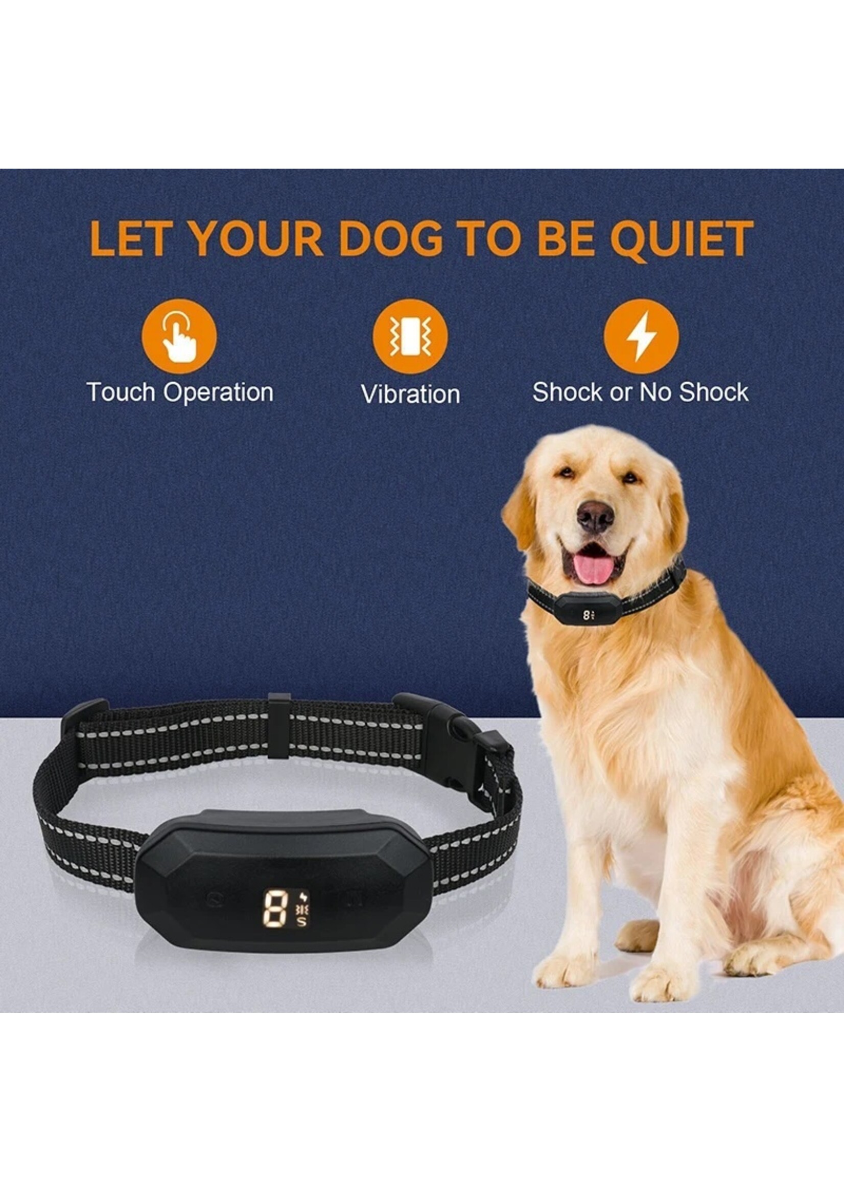 Antiblafhalsband IP67 Elektrische schok Trillingspiep Geen blaffen Automatische trainingshalsband Oplaadbaar met LED Voor kleine, middelgrote en grote honden Chihuahua husky Golden Retriever Duitse herder Franse Bulldog hondenaccessoires