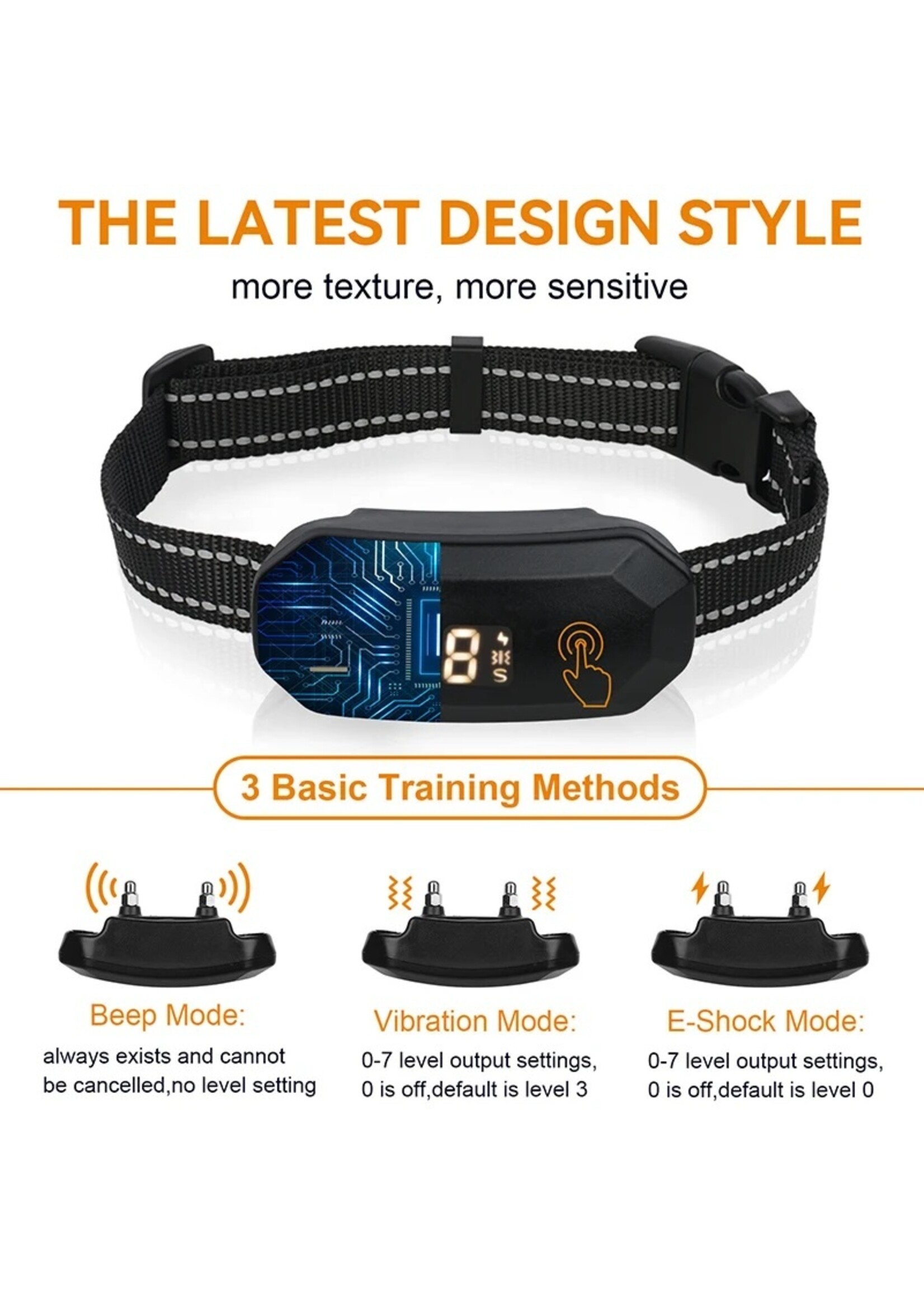 Antiblafhalsband IP67 Elektrische schok Trillingspiep Geen blaffen Automatische trainingshalsband Oplaadbaar met LED Voor kleine, middelgrote en grote honden Chihuahua husky Golden Retriever Duitse herder Franse Bulldog hondenaccessoires