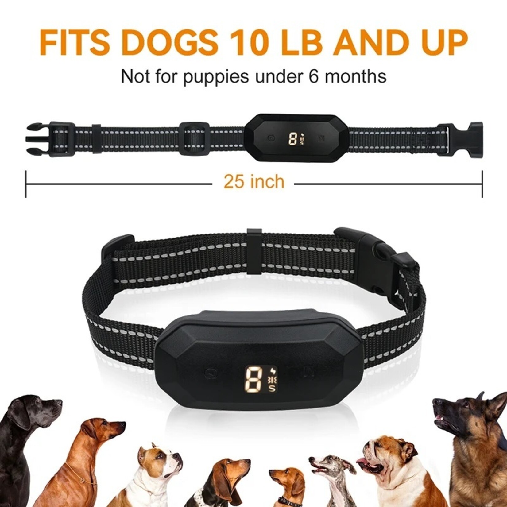 Antiblafhalsband IP67 Elektrische schok Trillingspiep Geen blaffen Automatische trainingshalsband Oplaadbaar met LED Voor kleine, middelgrote en grote honden Chihuahua husky Golden Retriever Duitse herder Franse Bulldog hondenaccessoires