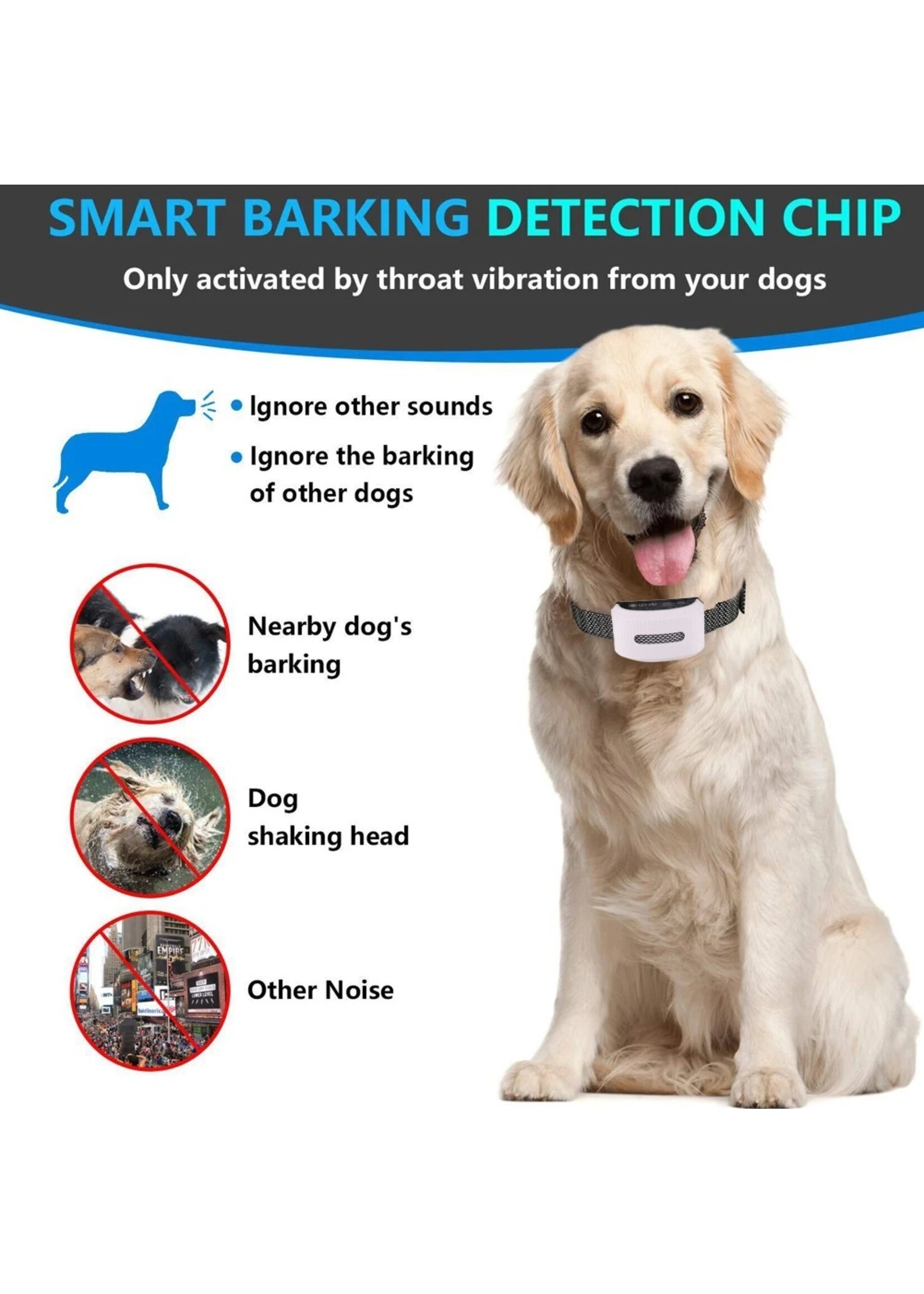 Honden Halsband Anti-blafbeheersing Waterdichte oplaadbare hondentraining accessoires Anti-blaffen voor honden Trainingshalsbanden