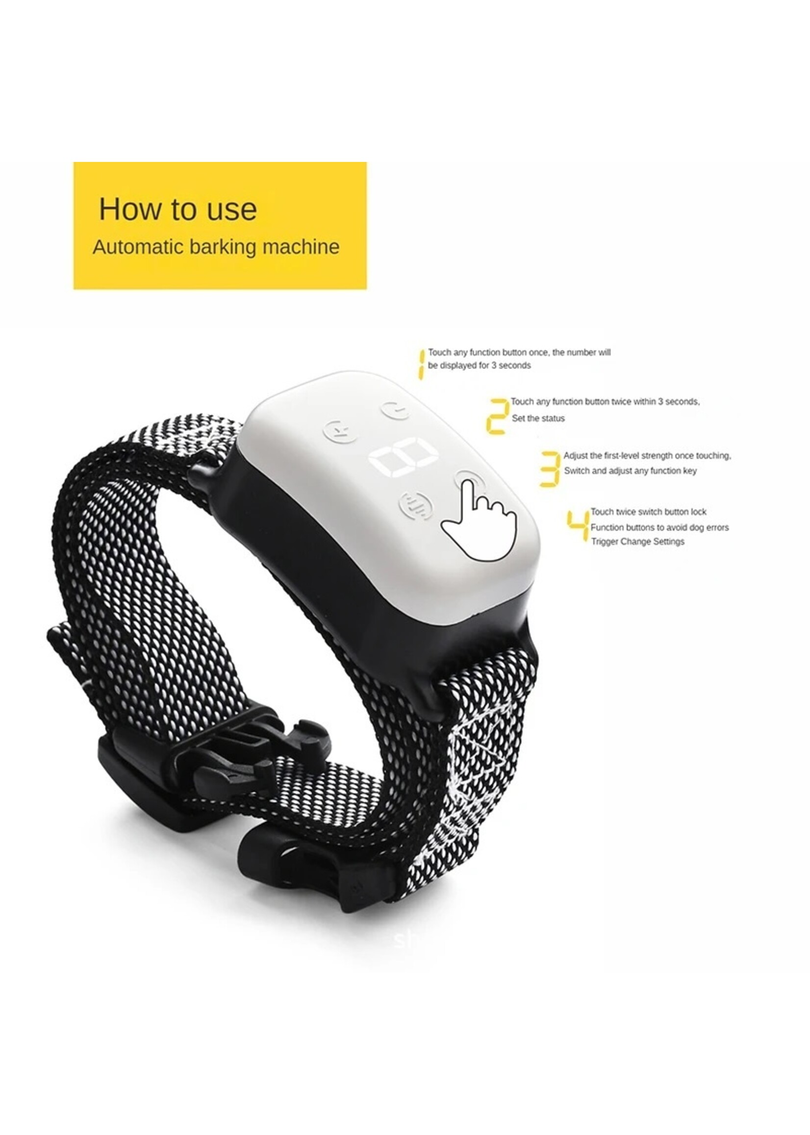 Slimme automatische anti-blaf halsband Oplaadbare blafstopper Stop met blaffen HD Digitaal display IP67 Waterdichte halsband voor honden