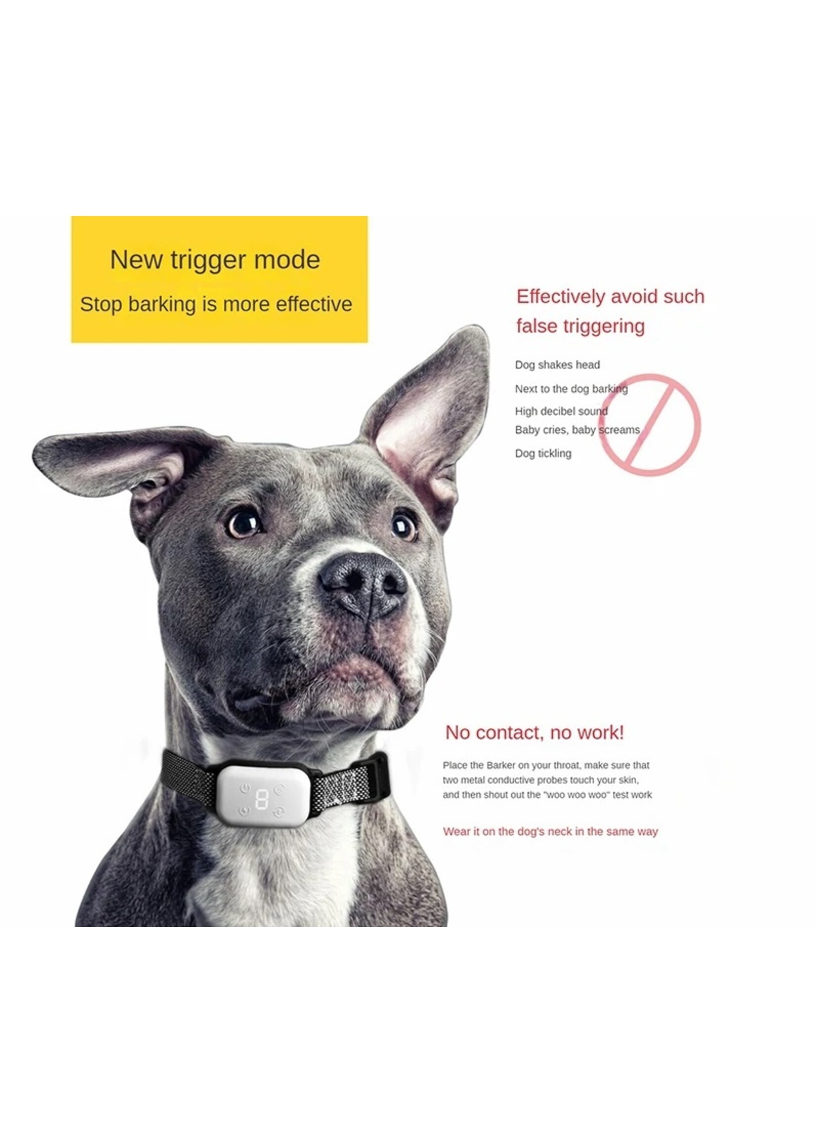Slimme automatische anti-blaf halsband Oplaadbare blafstopper Stop met blaffen HD Digitaal display IP67 Waterdichte halsband voor honden