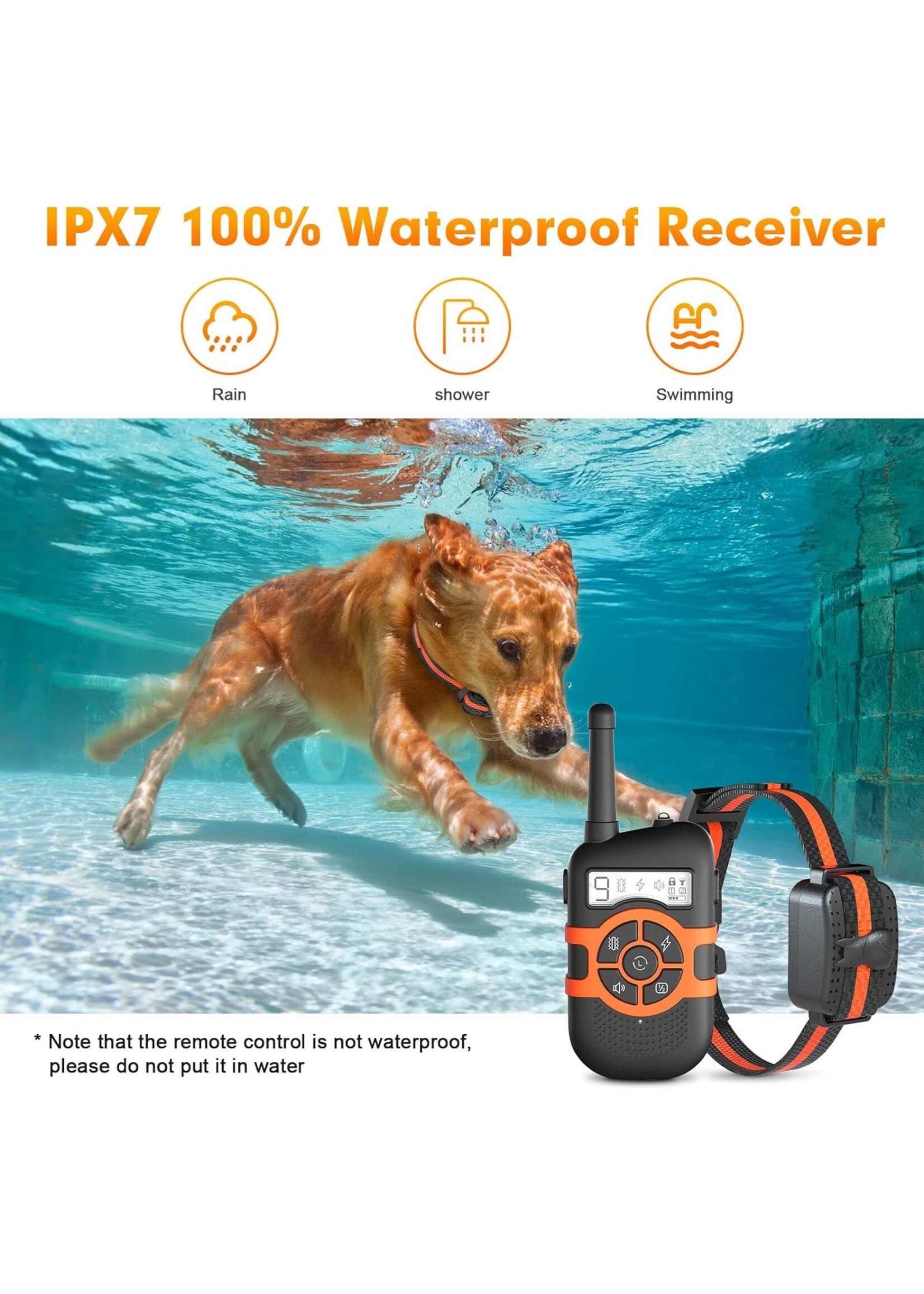 Honden Trainingshalsbanden met vergrendelknop om onbedoelde bediening te voorkomen. Elektronische schokhalsband Waterdichte oplaadbare batterij tot 250 meter afstandsbedieningsbereik