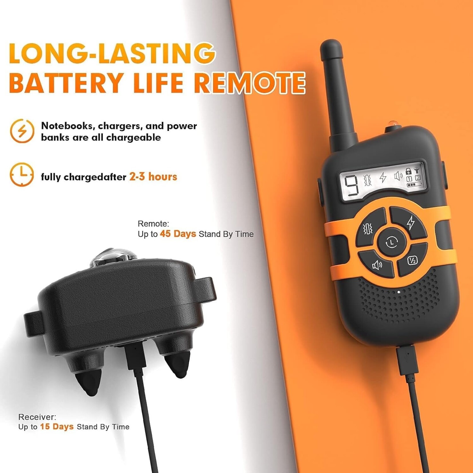 Honden Trainingshalsbanden met vergrendelknop om onbedoelde bediening te voorkomen. Elektronische schokhalsband Waterdichte oplaadbare batterij tot 250 meter afstandsbedieningsbereik