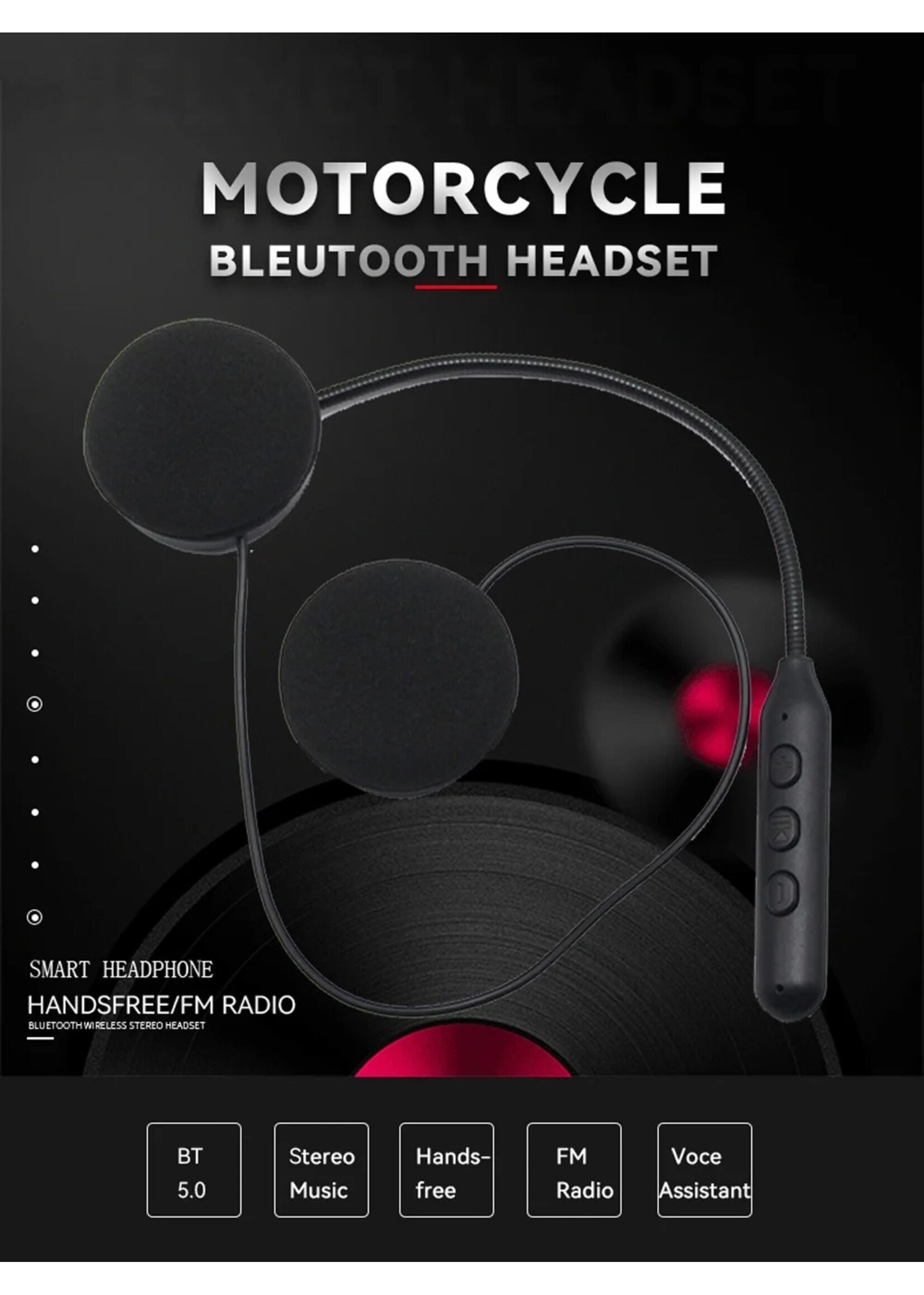 S11- VR-robot Motorheadset Helm Bluetooth 5.0-hoofdtelefoon Draadloze handsfree stereomuziekspeler met FM-radio voor rijden