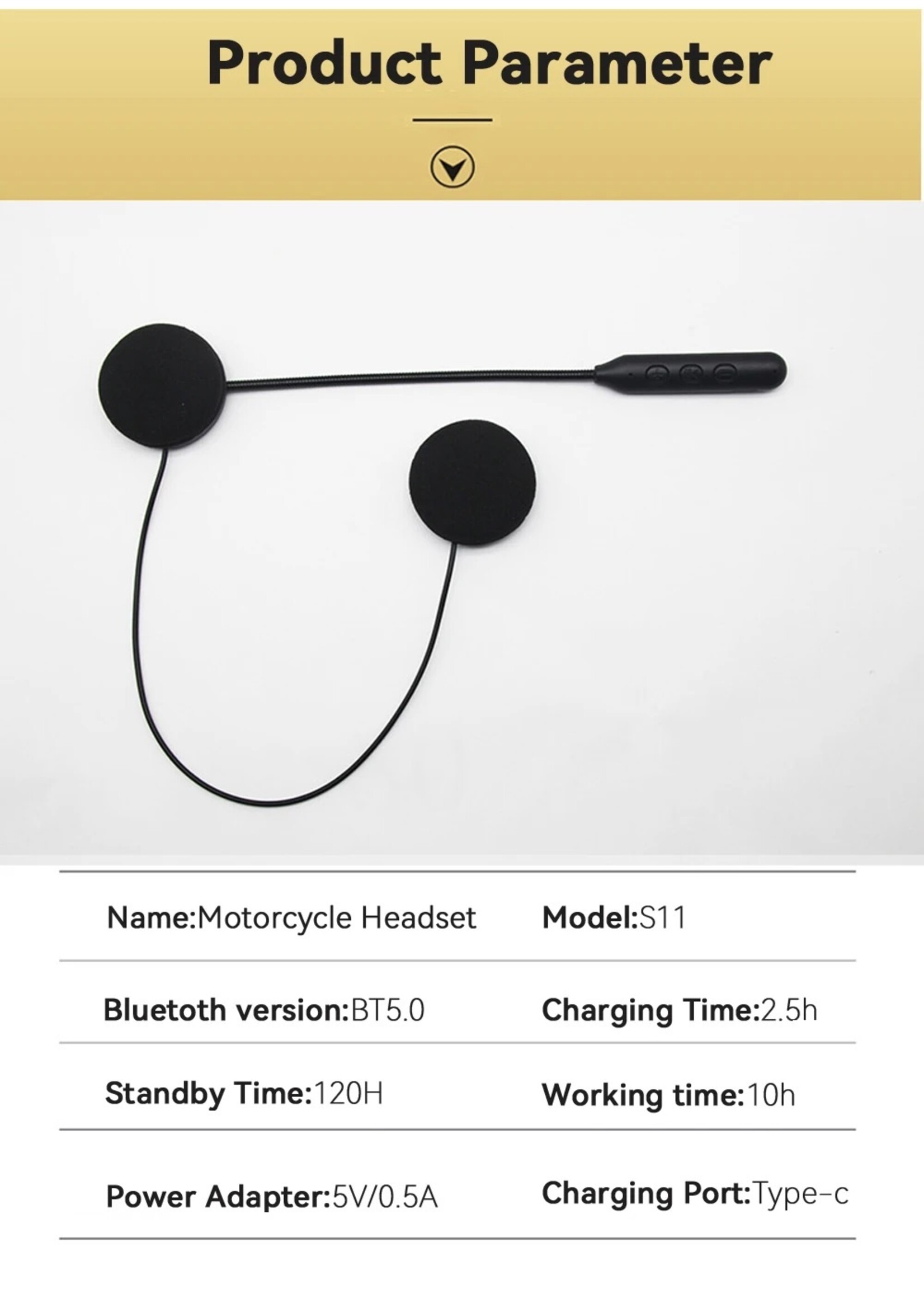 S11- VR-robot Motorheadset Helm Bluetooth 5.0-hoofdtelefoon Draadloze handsfree stereomuziekspeler met FM-radio voor rijden