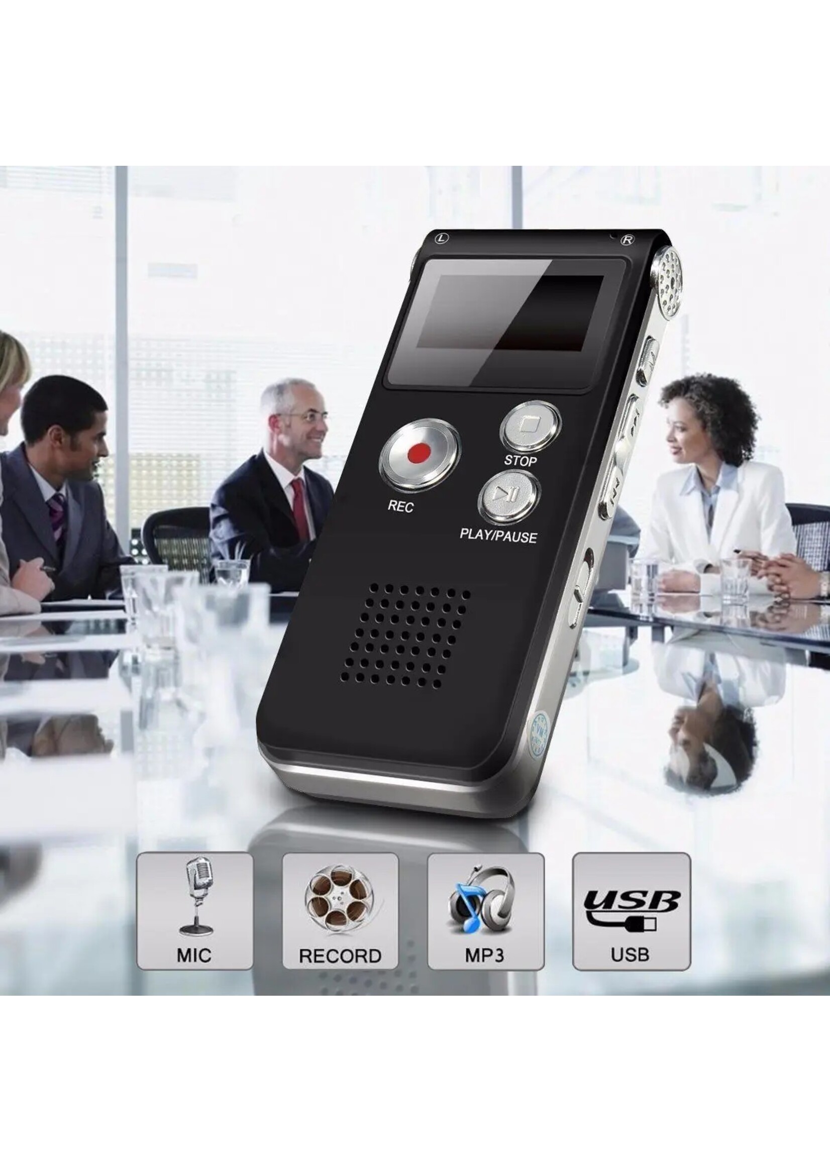 Digitale Voice Recorder Premium - Stereo Opname – 32GB - Met MP3 Speler functie