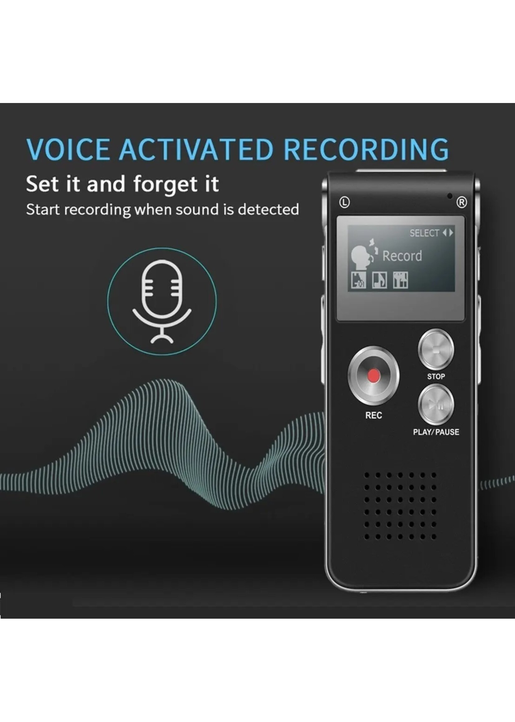 Digitale Voice Recorder Premium - Stereo Opname – 32GB - Met MP3 Speler functie